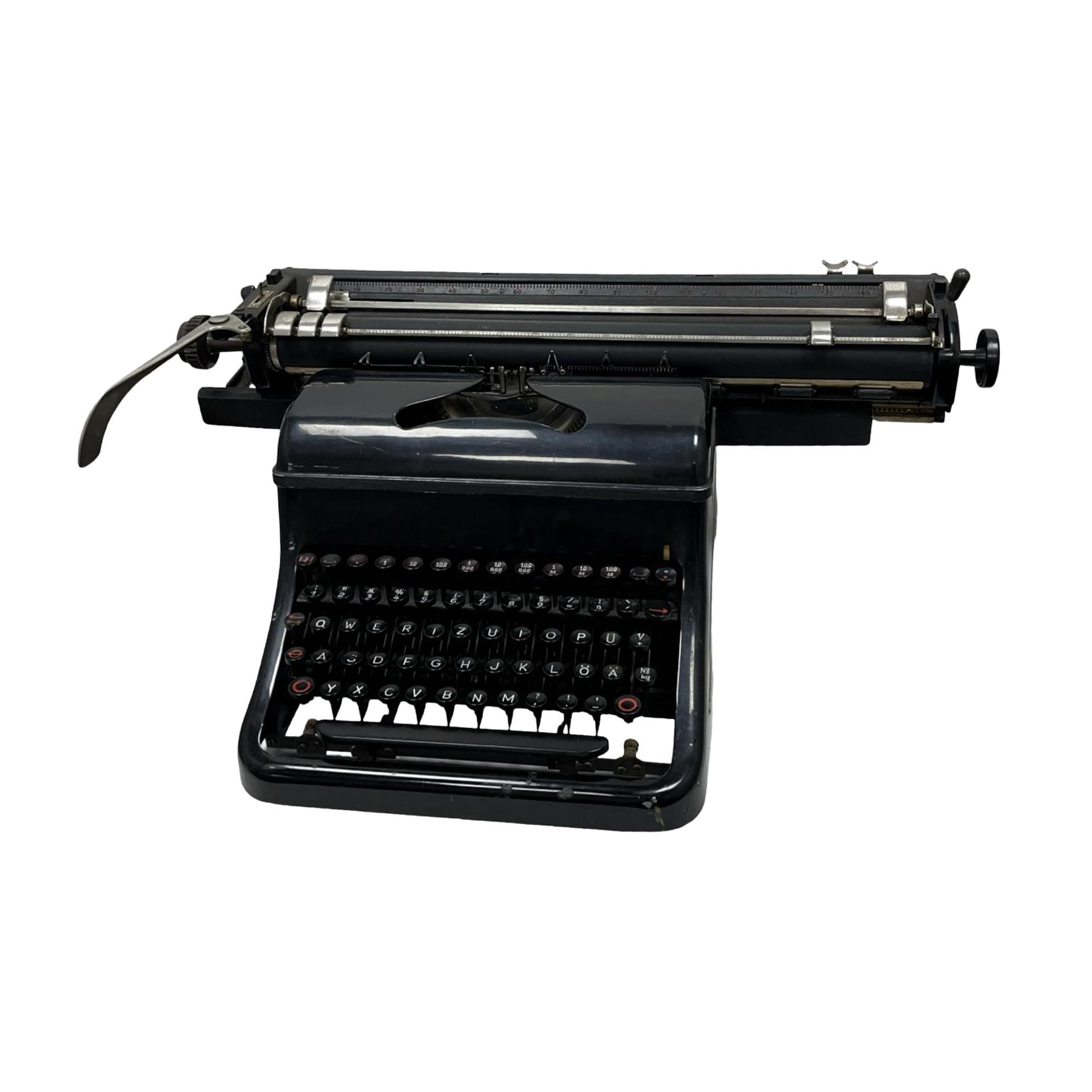 Typewriter Olympia M10, black metal, Germany, 1930s.