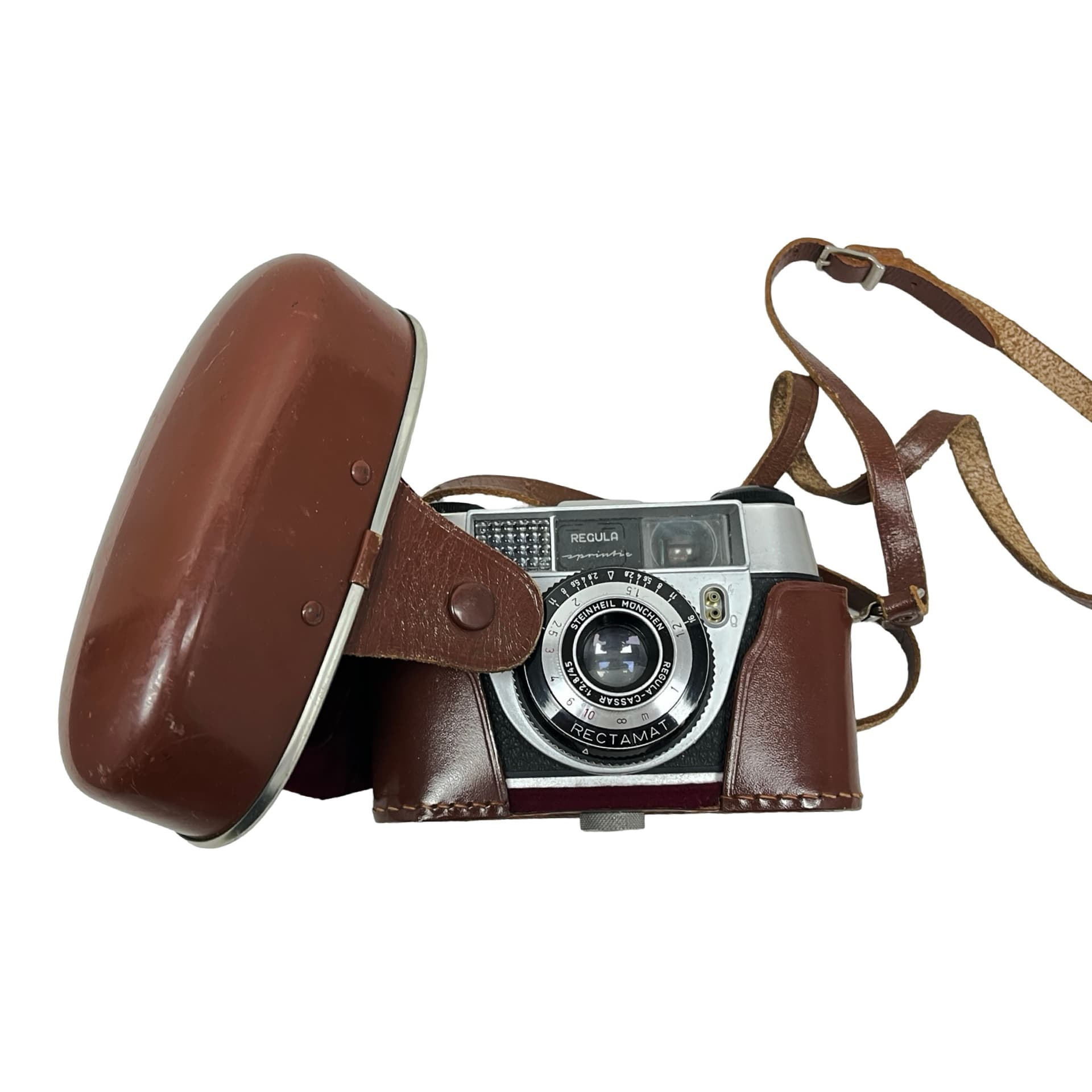 Aparat fotograficzny Regula Sprinty Rectamat, metal srebrny, skóra czarna, Niemcy, lata 60. - 333357