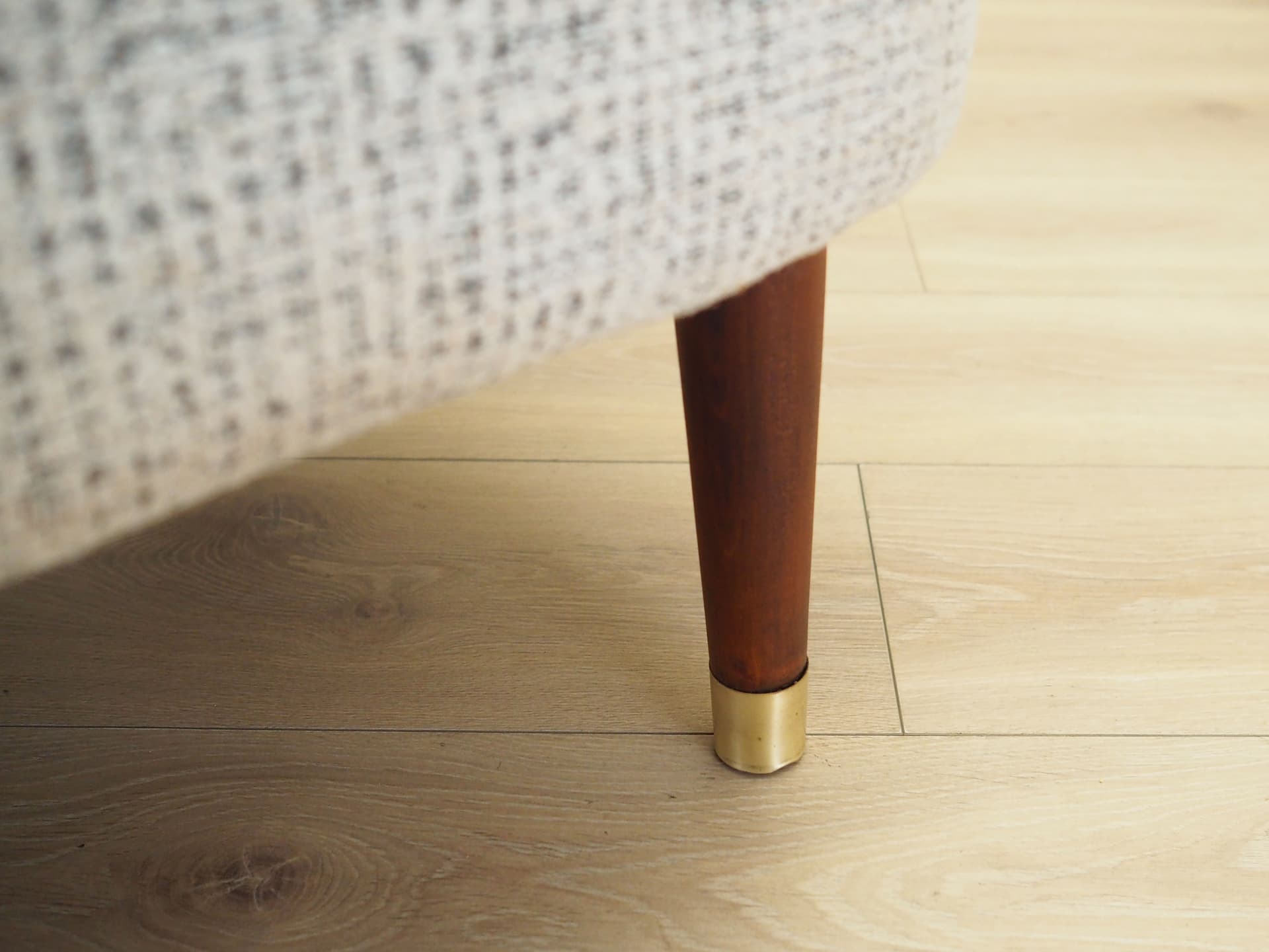 Sofa, biały melanż, tkanina, drewno, Włochy, lata 60. - 66347