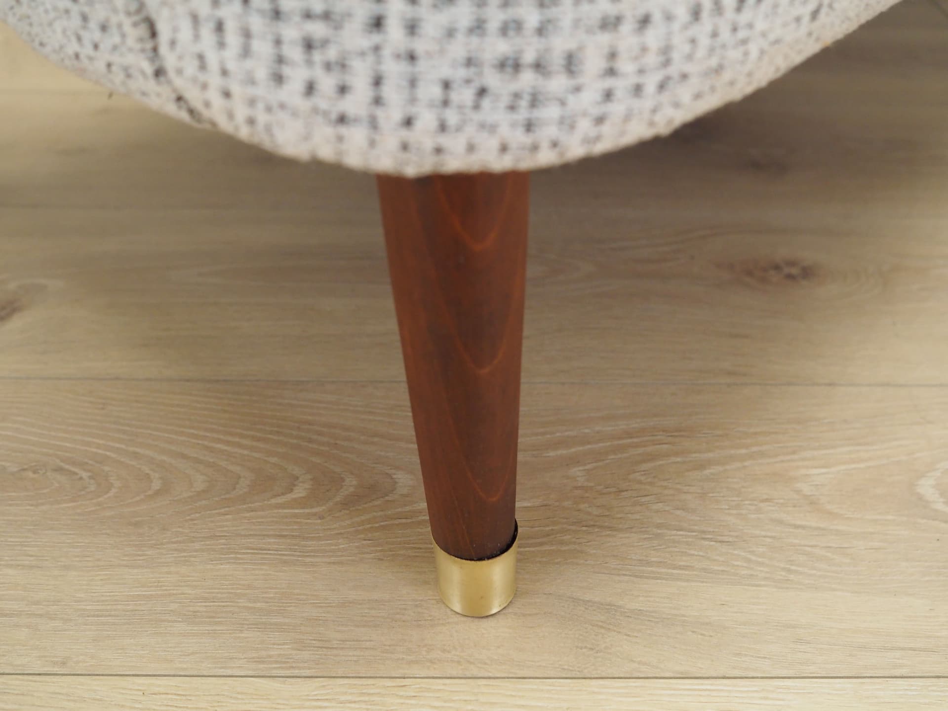 Sofa, biały melanż, tkanina, drewno, Włochy, lata 60. - 66348