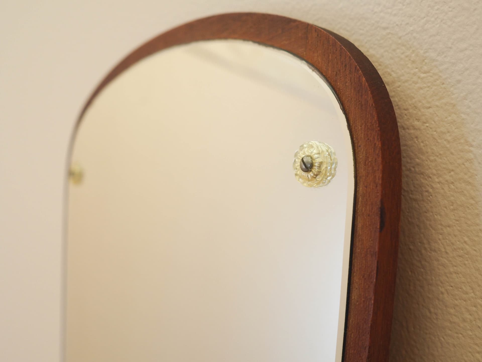 Wall mirror, brown wood, Denmark, 1970s. - 333471