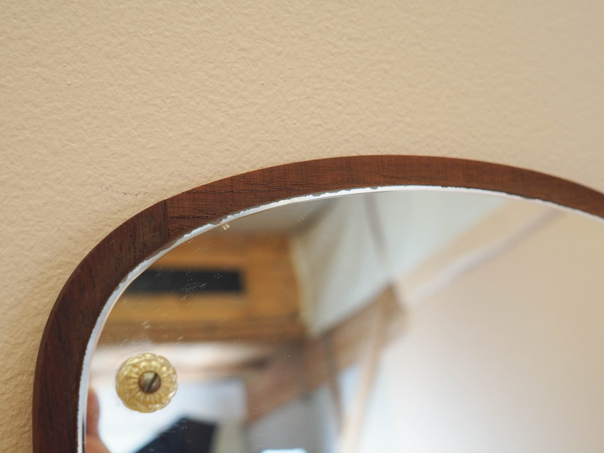Wall mirror, brown wood, Denmark, 1970s. - 333469