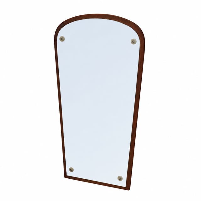 Wall mirror, brown wood, Denmark, 1970s. - DIMENSION