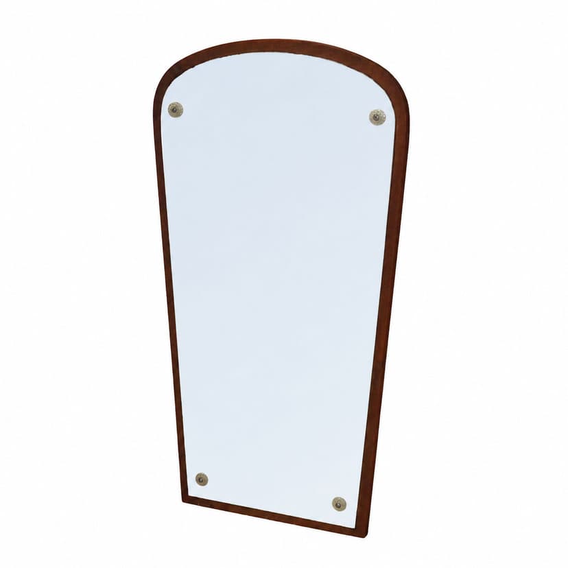 Wall mirror, brown wood, Denmark, 1970s.