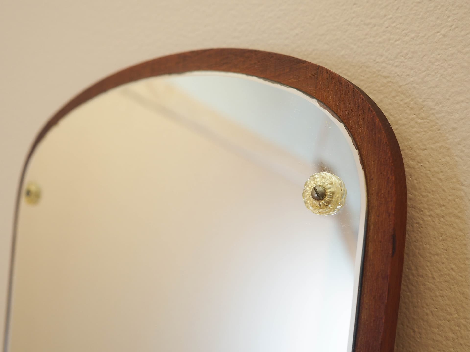 Wall mirror, brown wood, Denmark, 1970s. - 333470