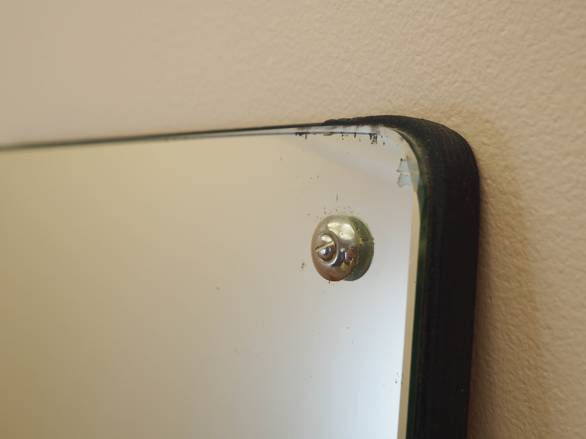 Rectangular mirror, dark brown wood, glass, Denmark, 1970s. - 333480