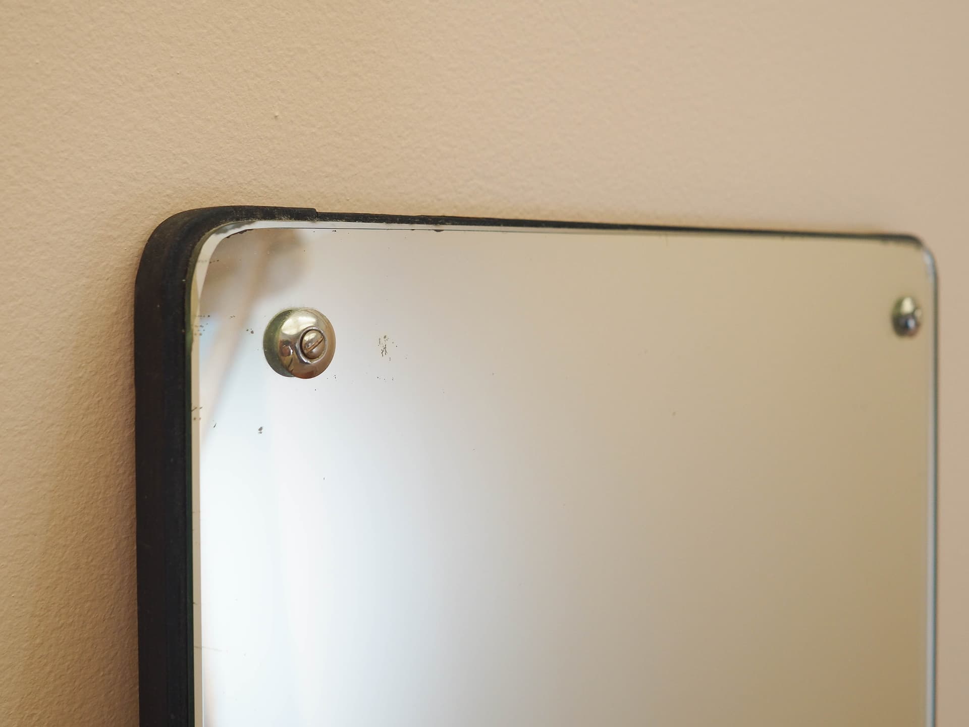 Rectangular mirror, dark brown wood, glass, Denmark, 1970s. - 333478