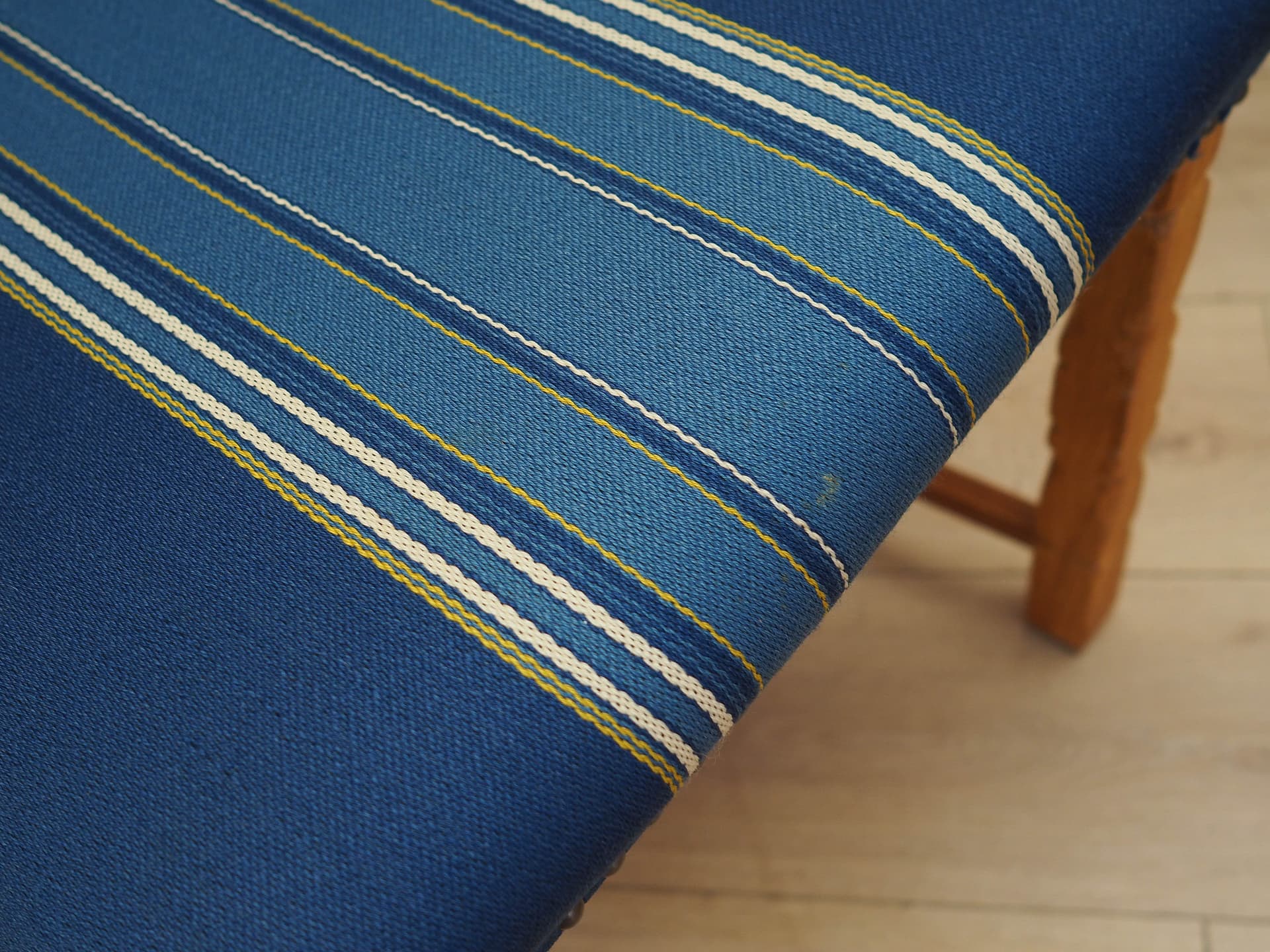 Set of six chairs, oak, blue fabric, by H. Kjaernulf, Denmark, 1960s. - 333490