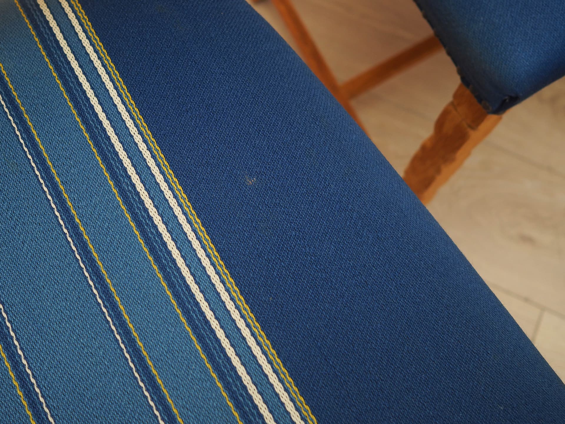 Set of six chairs, oak, blue fabric, by H. Kjaernulf, Denmark, 1960s. - 333497