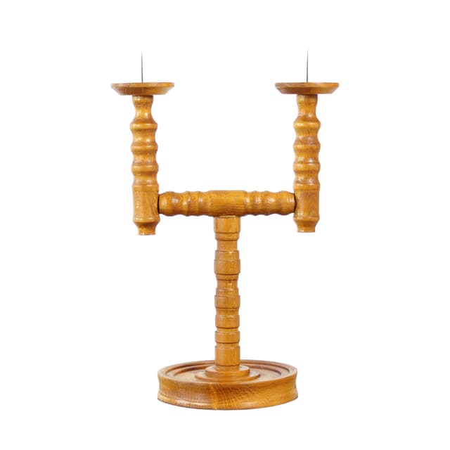 Candle Holder, brown wood, Czechoslovakia, 1950s - DIMENSION