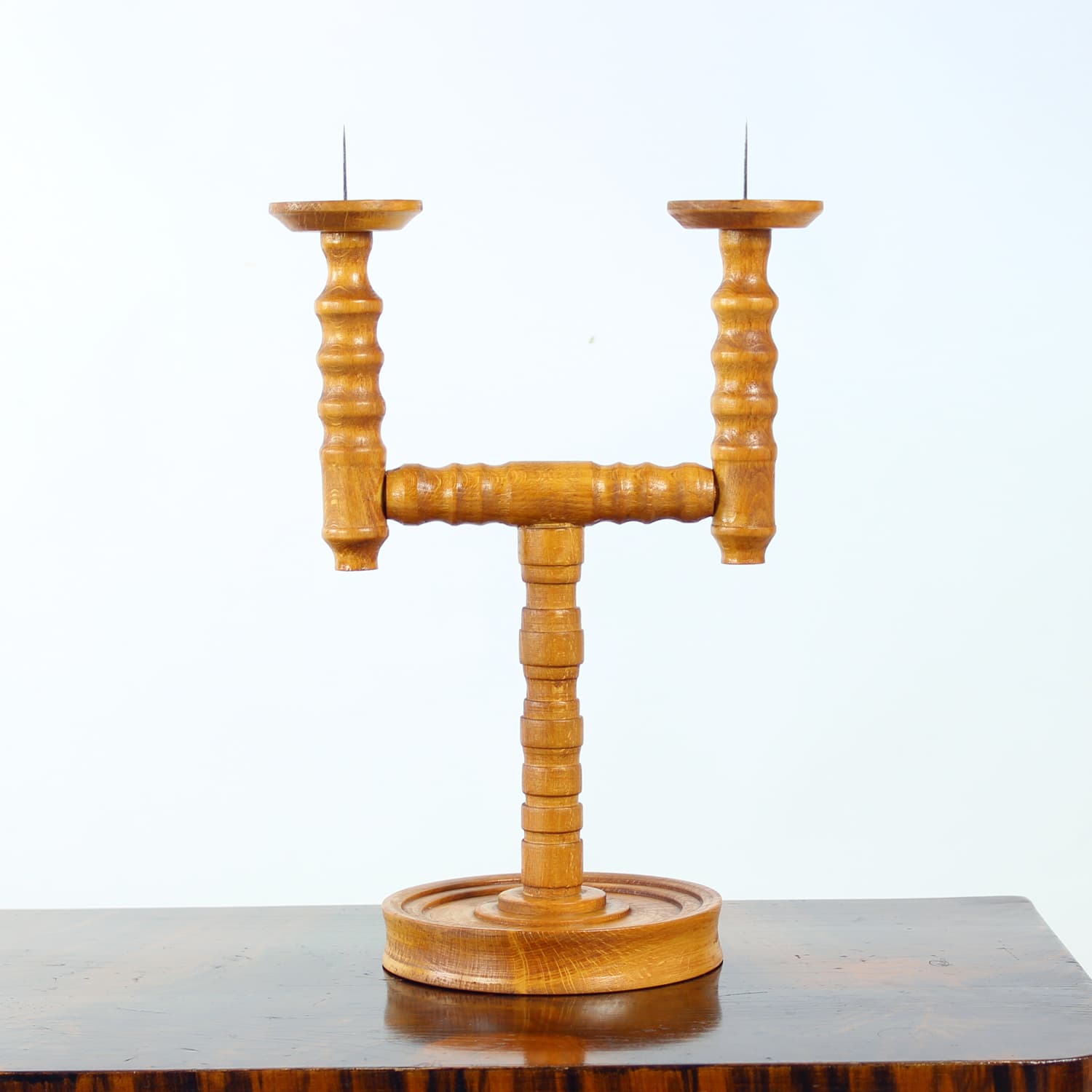 Candle Holder, brown wood, Czechoslovakia, 1950s - 333498