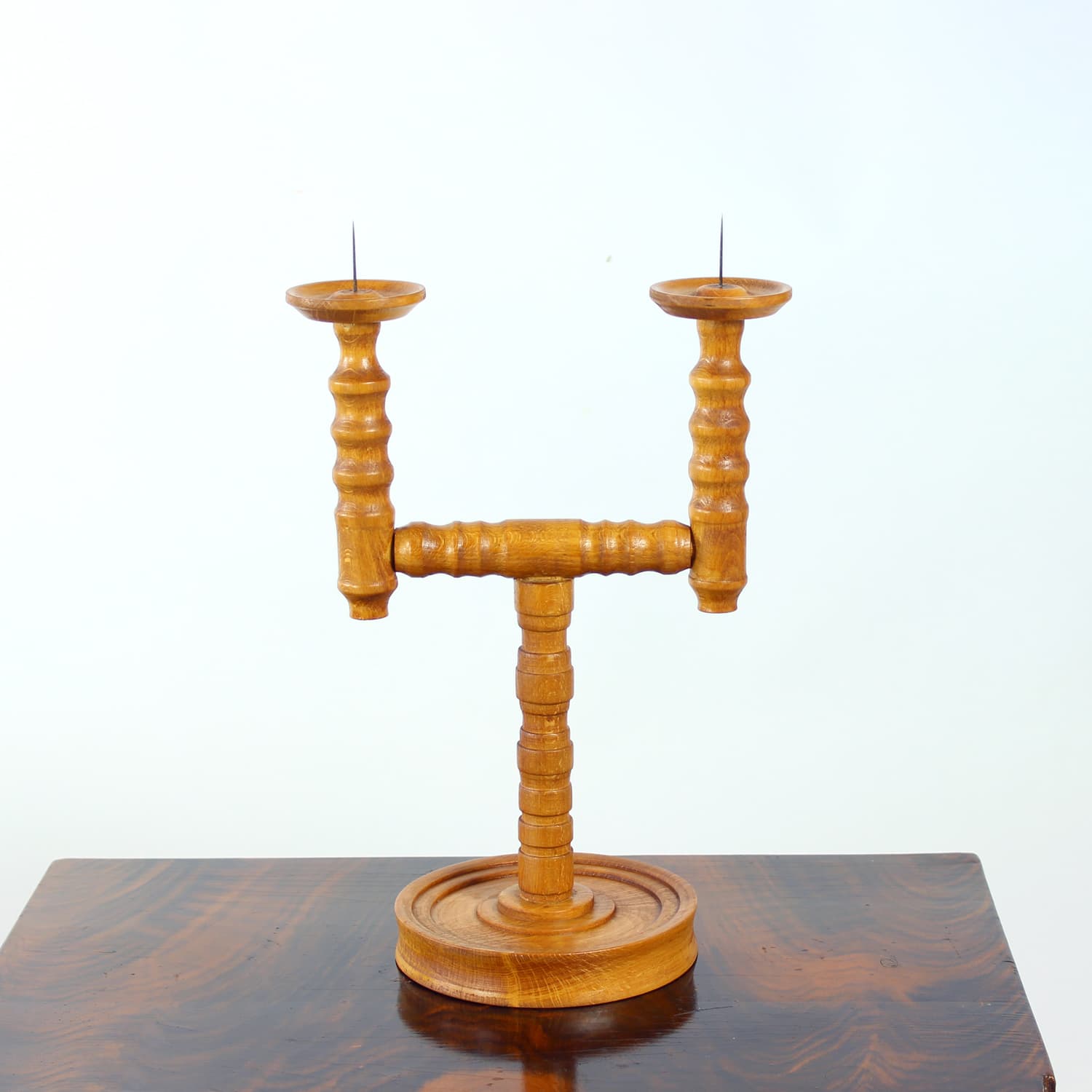 Candle Holder, brown wood, Czechoslovakia, 1950s - 333499
