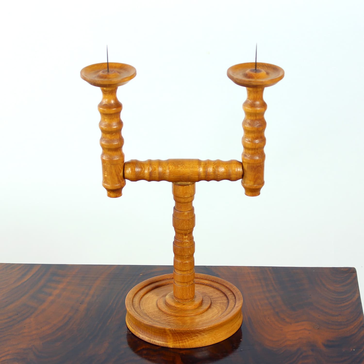 Candle Holder, brown wood, Czechoslovakia, 1950s - 333501