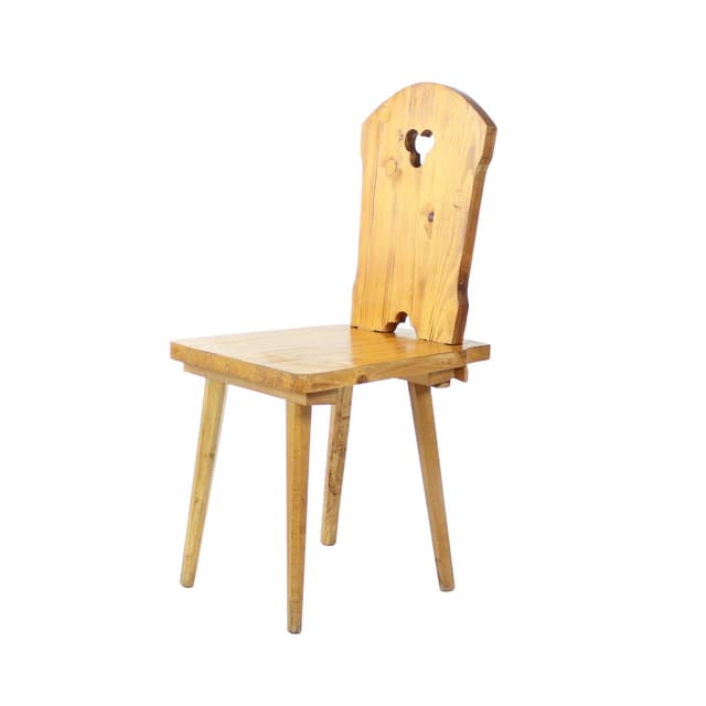 Chair Folk, brown, wood, Czechoslovakia, 1970s. - DIMENSION