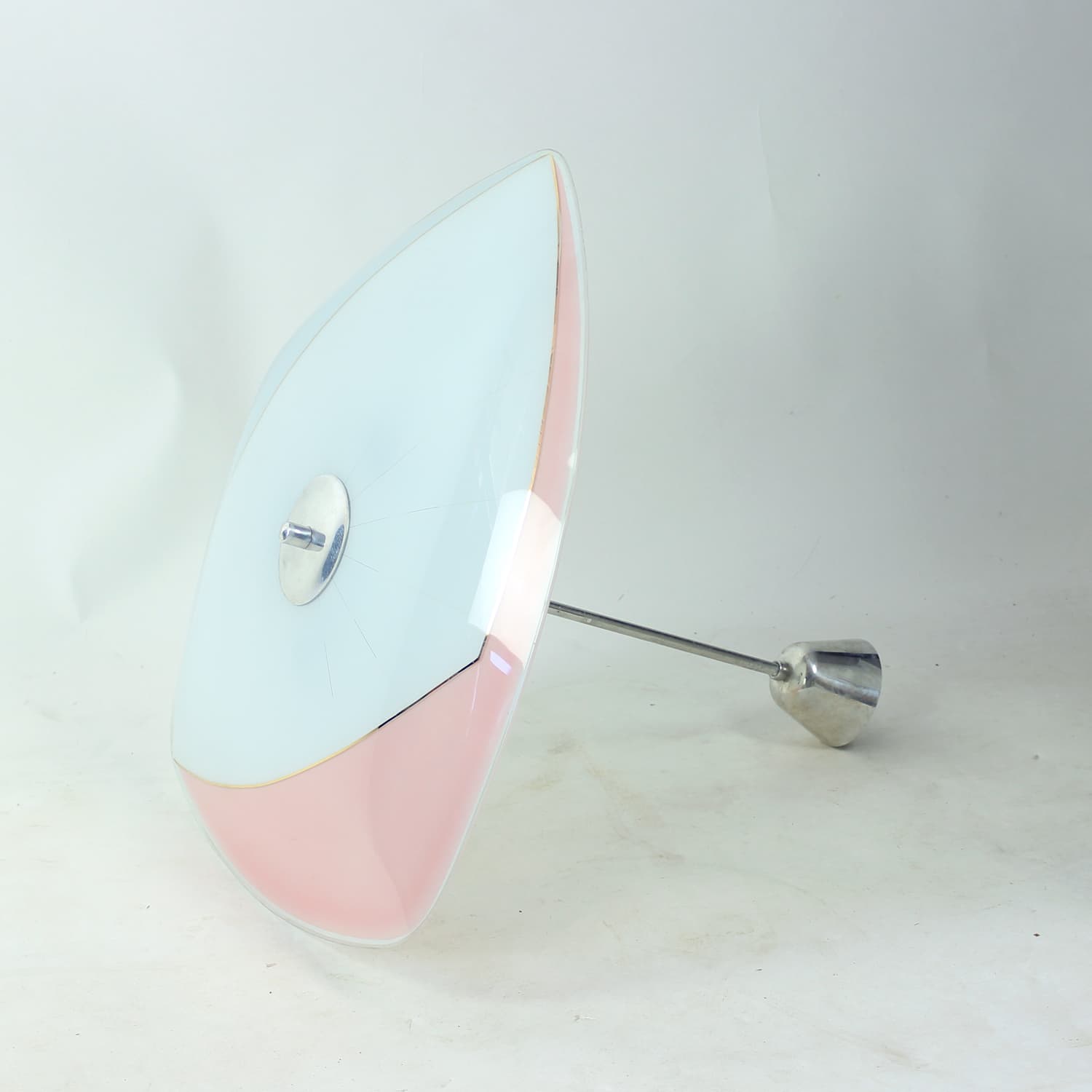 Flush Mount, white pink blue gold glass, aluminum, Napako, Czechoslovakia, 1960s. - 333553