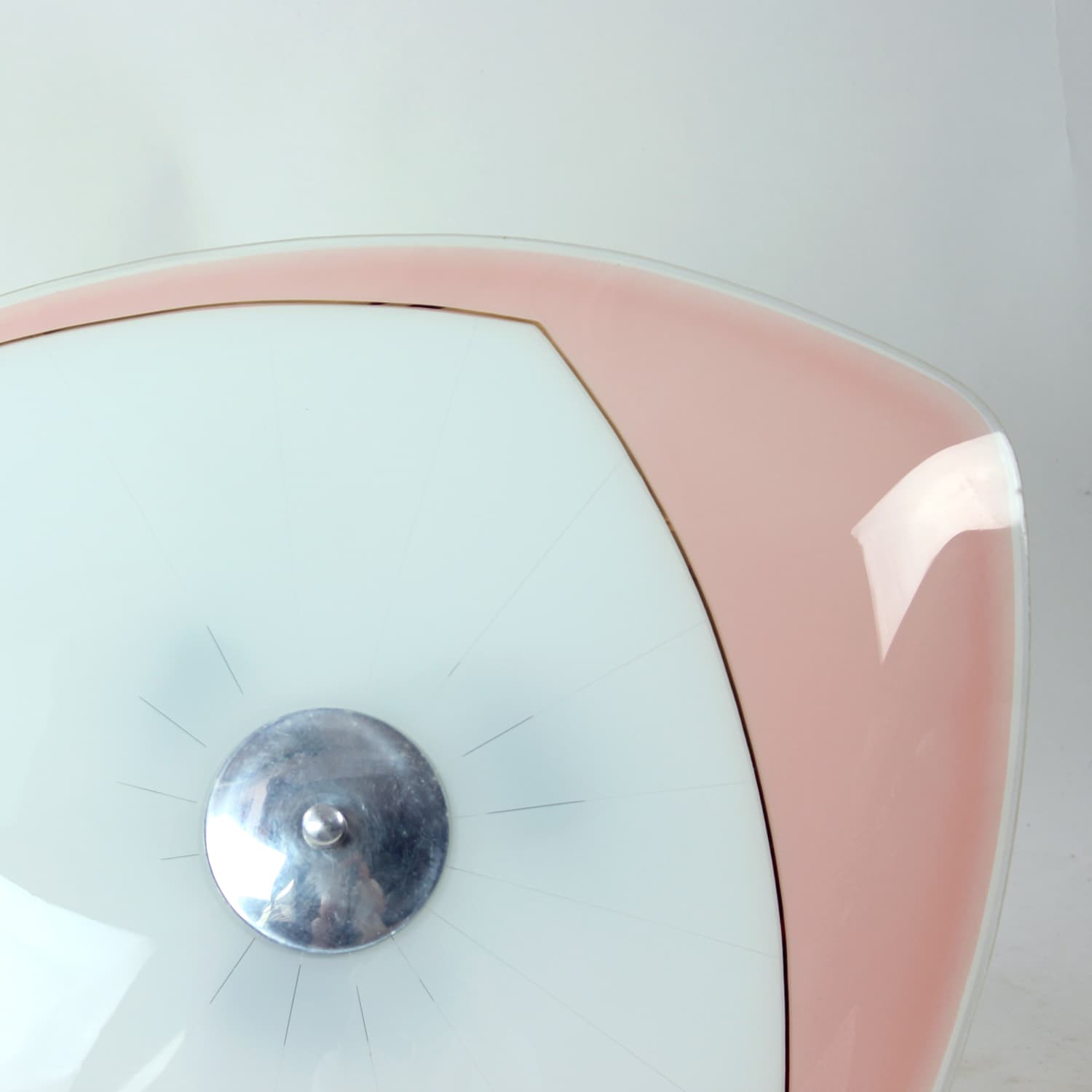 Flush Mount, white pink blue gold glass, aluminum, Napako, Czechoslovakia, 1960s. - 333554
