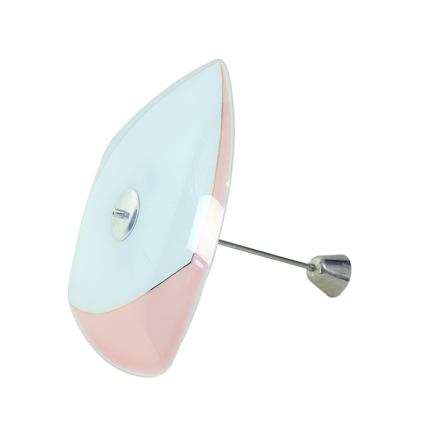 Flush Mount, white pink blue gold glass, aluminum, Napako, Czechoslovakia, 1960s.