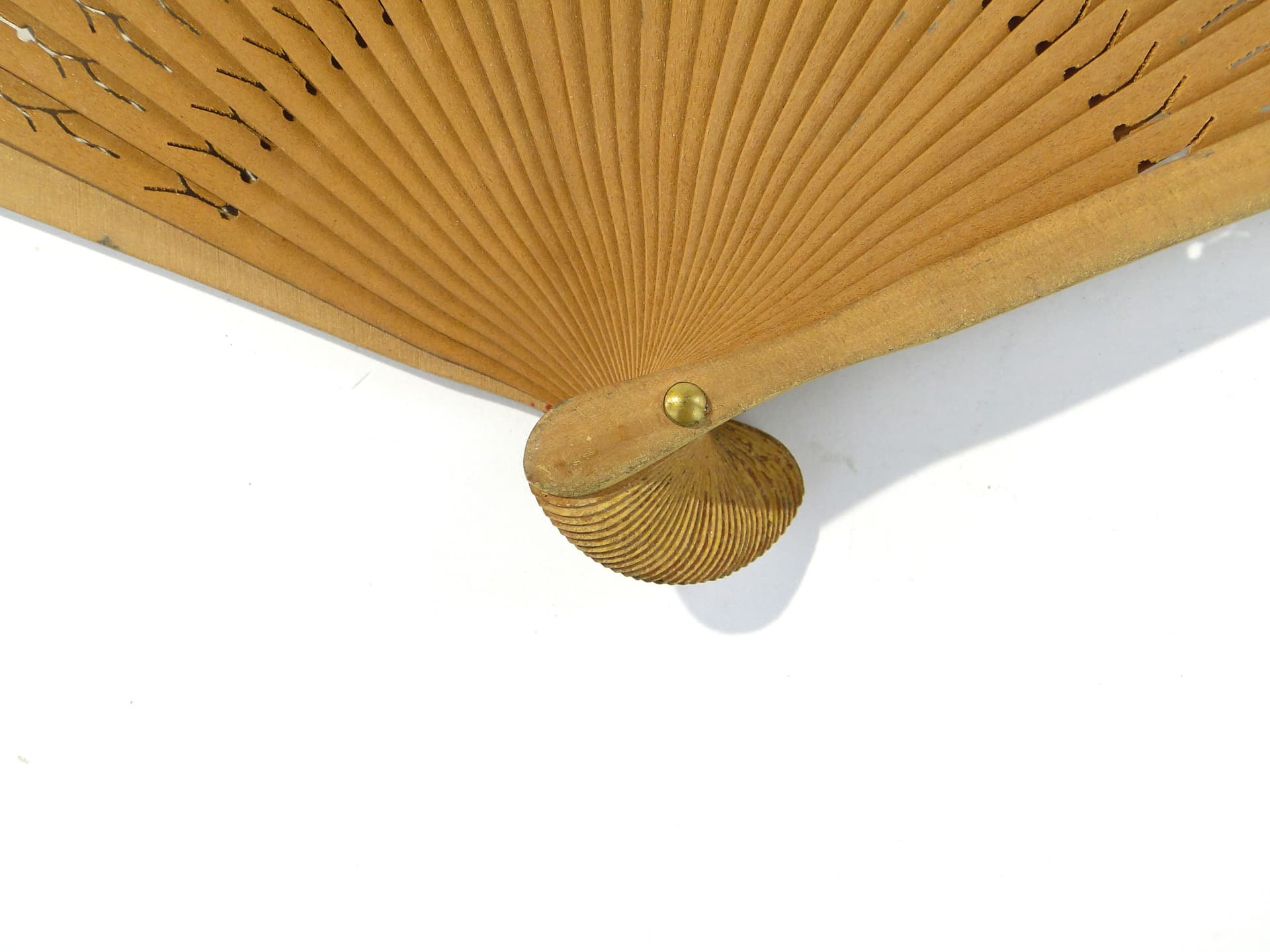 Decorative fan, yellow, wood, fabric, Western Europe, 1950s - 333623