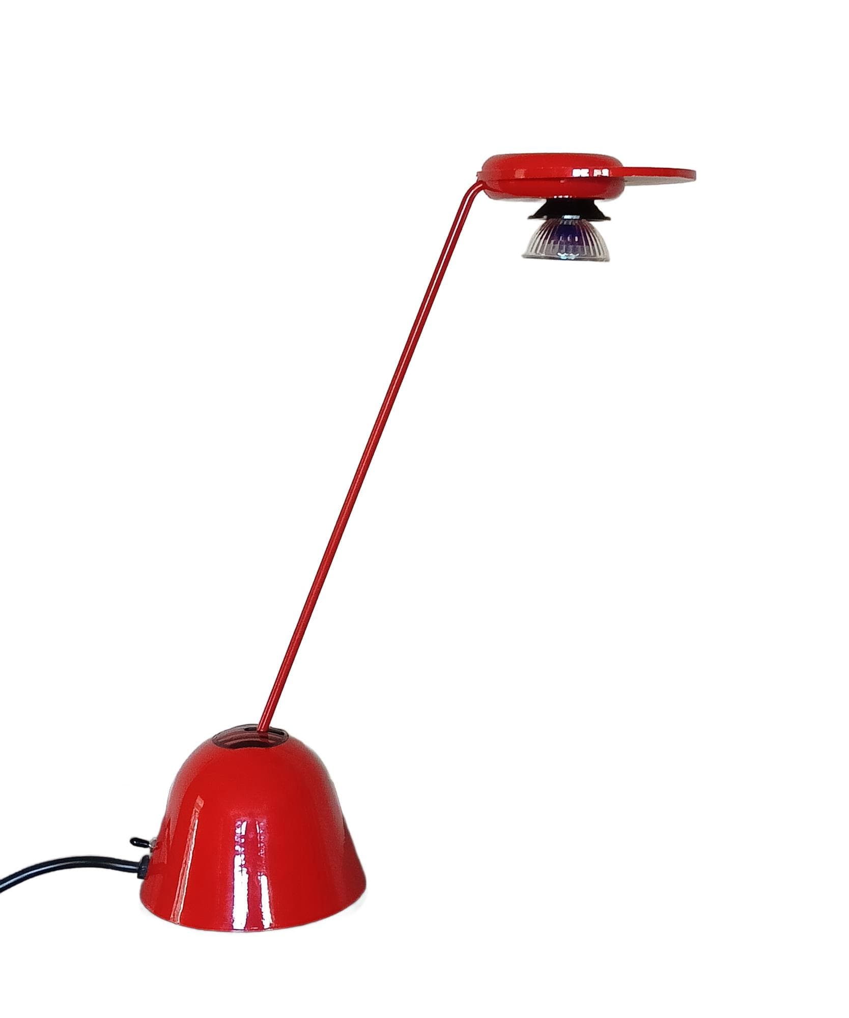 Table lamp, red metal, Italy, 1980s.