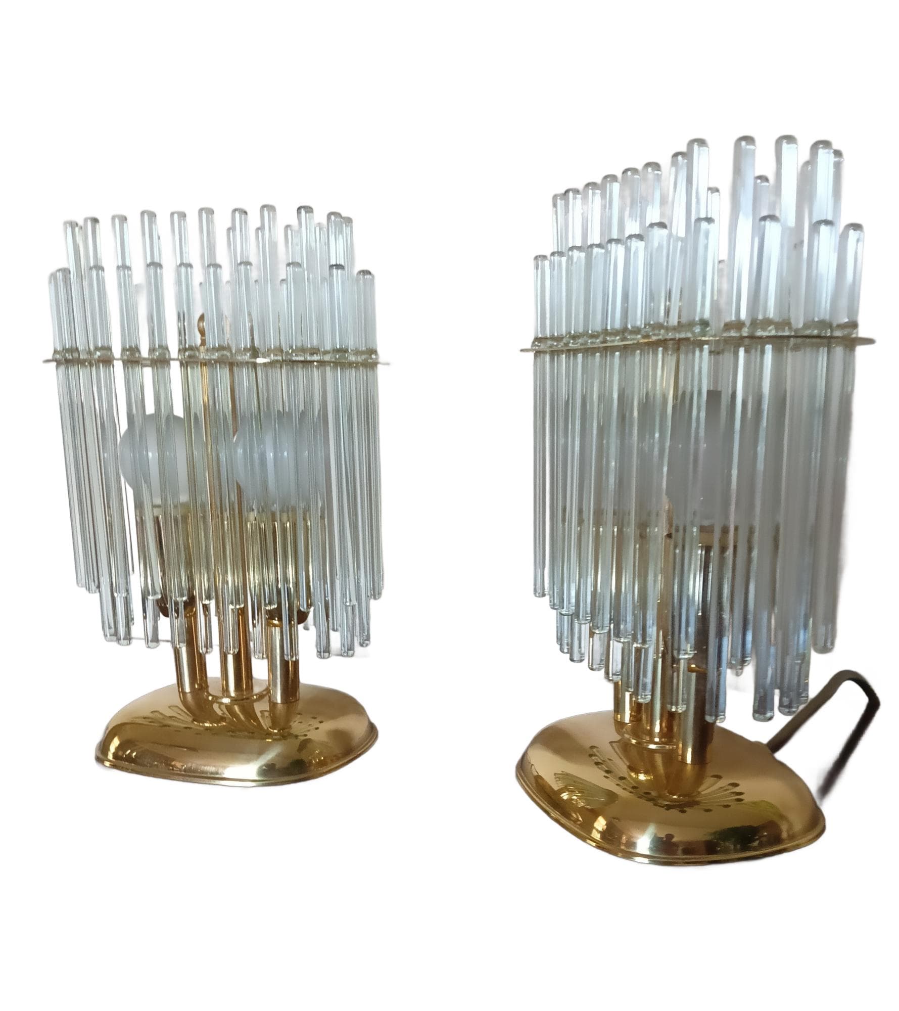 Para lamp stołowych 54112, złoty, mosiądz, szkło, Honsel, Niemcy, lata 60.