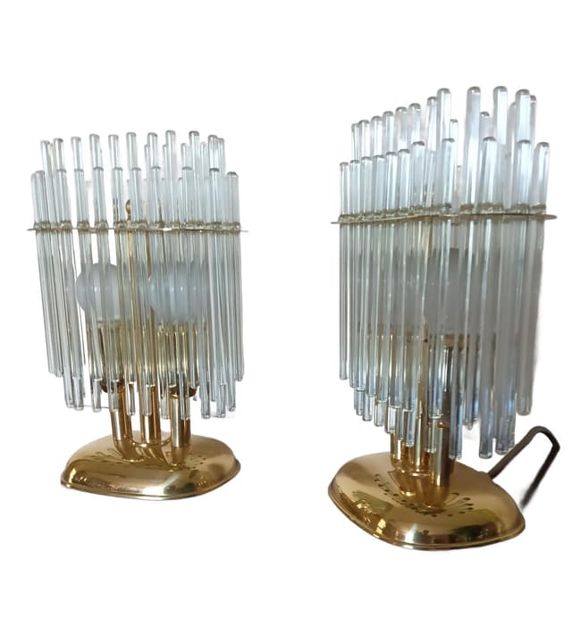 Para lamp stołowych 54112, złoty, mosiądz, szkło, Honsel, Niemcy, lata 60. - WYMIARY