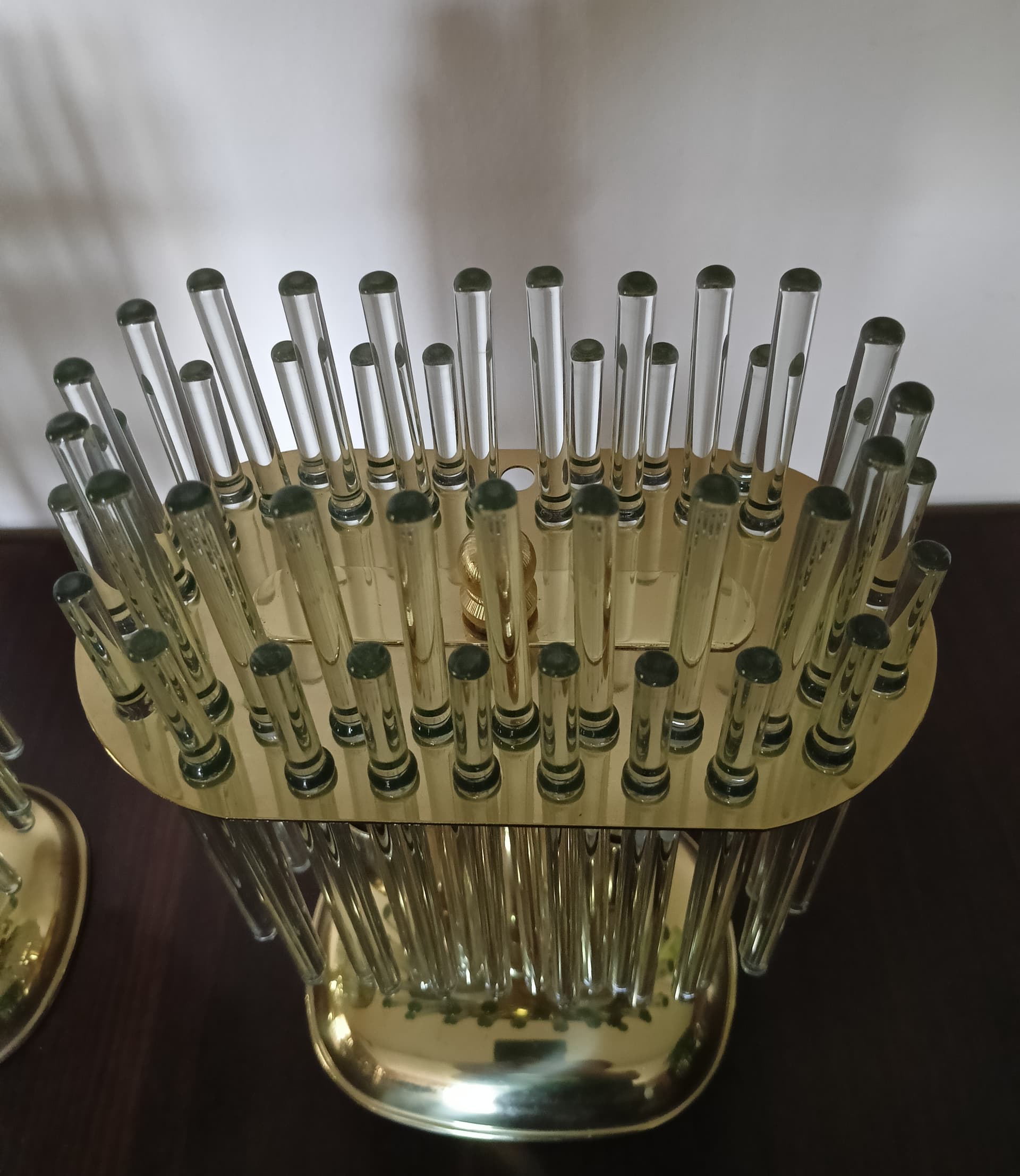 Para lamp stołowych 54112, złoty, mosiądz, szkło, Honsel, Niemcy, lata 60. - 333642