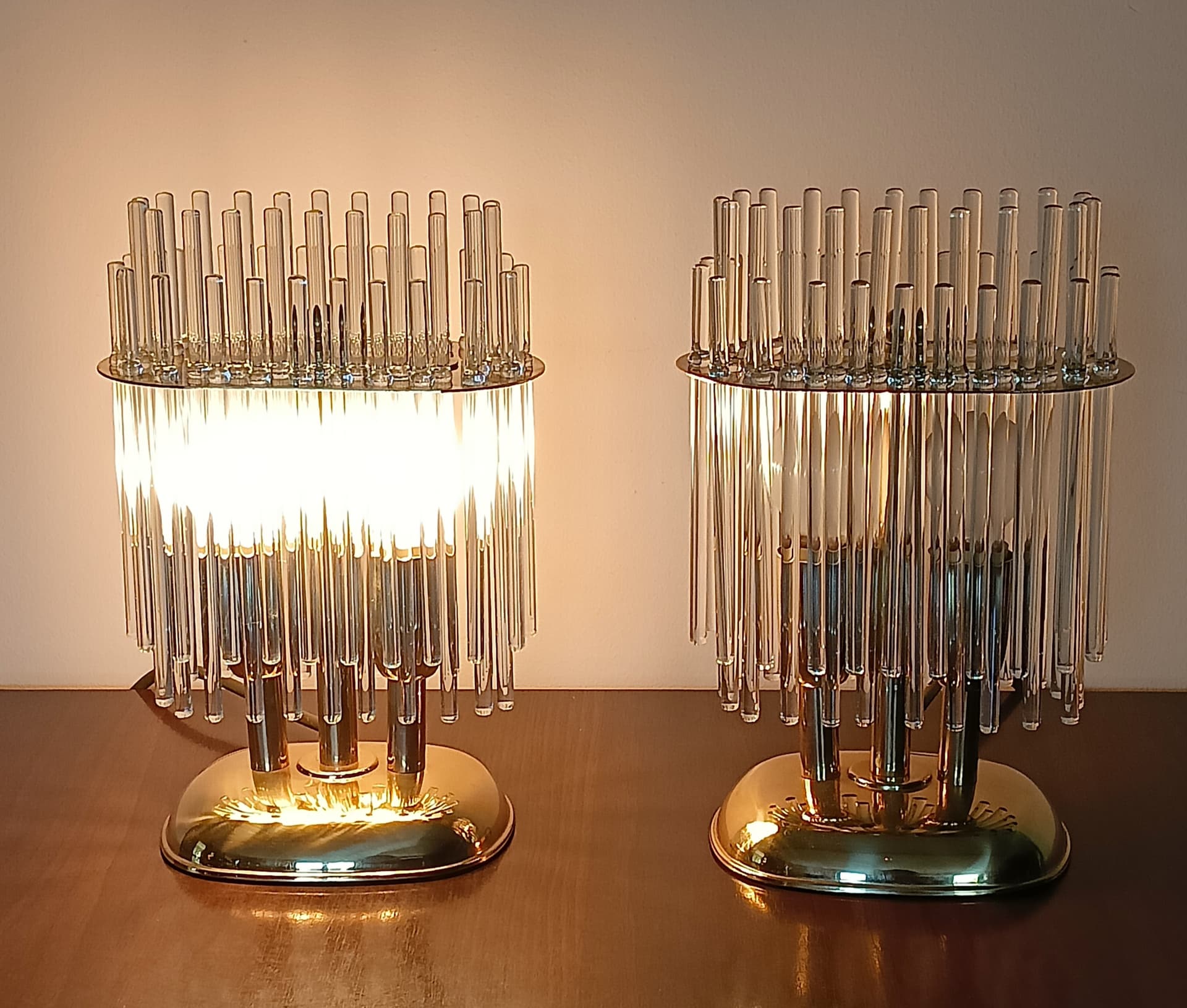 Para lamp stołowych 54112, złoty, mosiądz, szkło, Honsel, Niemcy, lata 60. - 333639