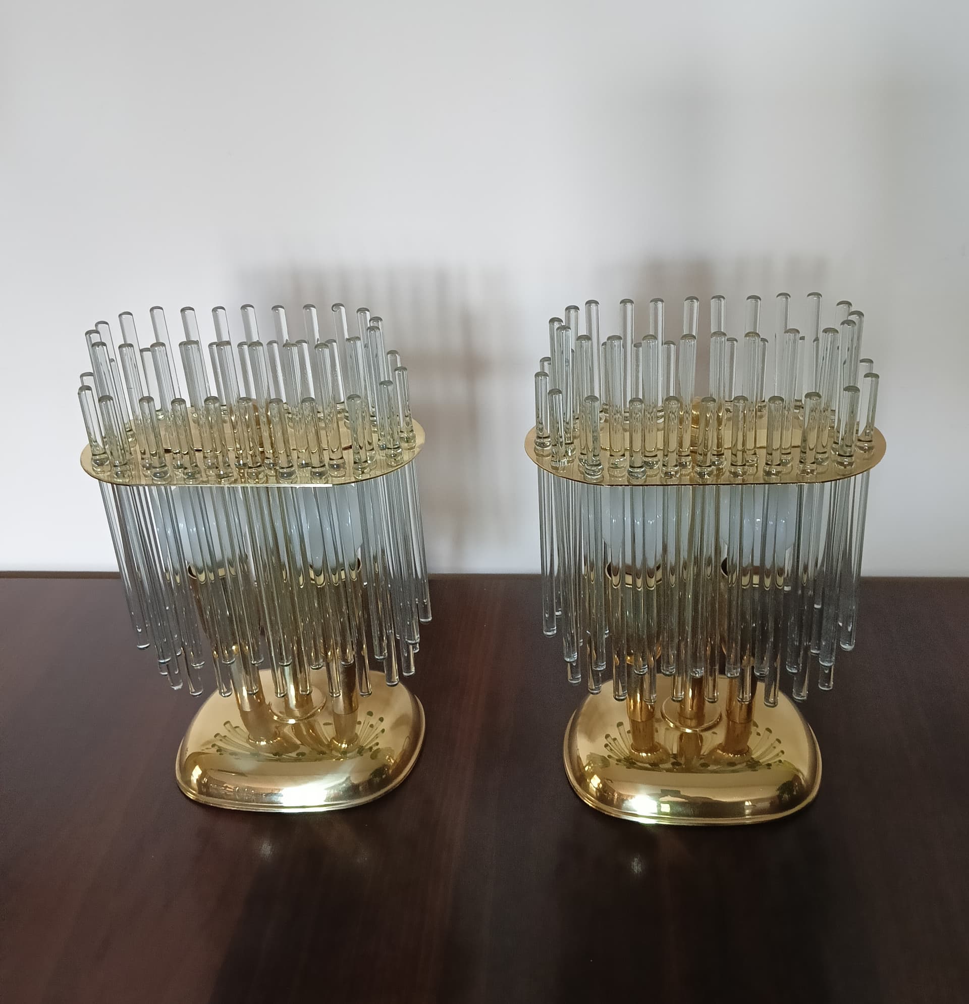 Para lamp stołowych 54112, złoty, mosiądz, szkło, Honsel, Niemcy, lata 60. - 333640