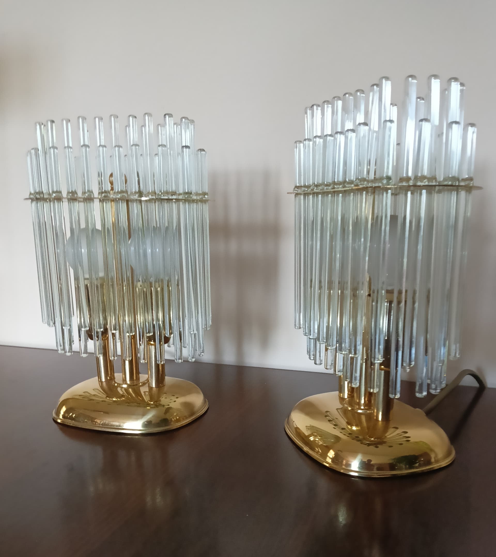 Para lamp stołowych 54112, złoty, mosiądz, szkło, Honsel, Niemcy, lata 60. - 333638