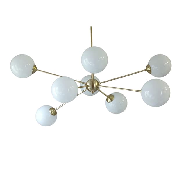 Chandelier Sputnik, gold, brass, glass, Germany, 1970s. - DIMENSION