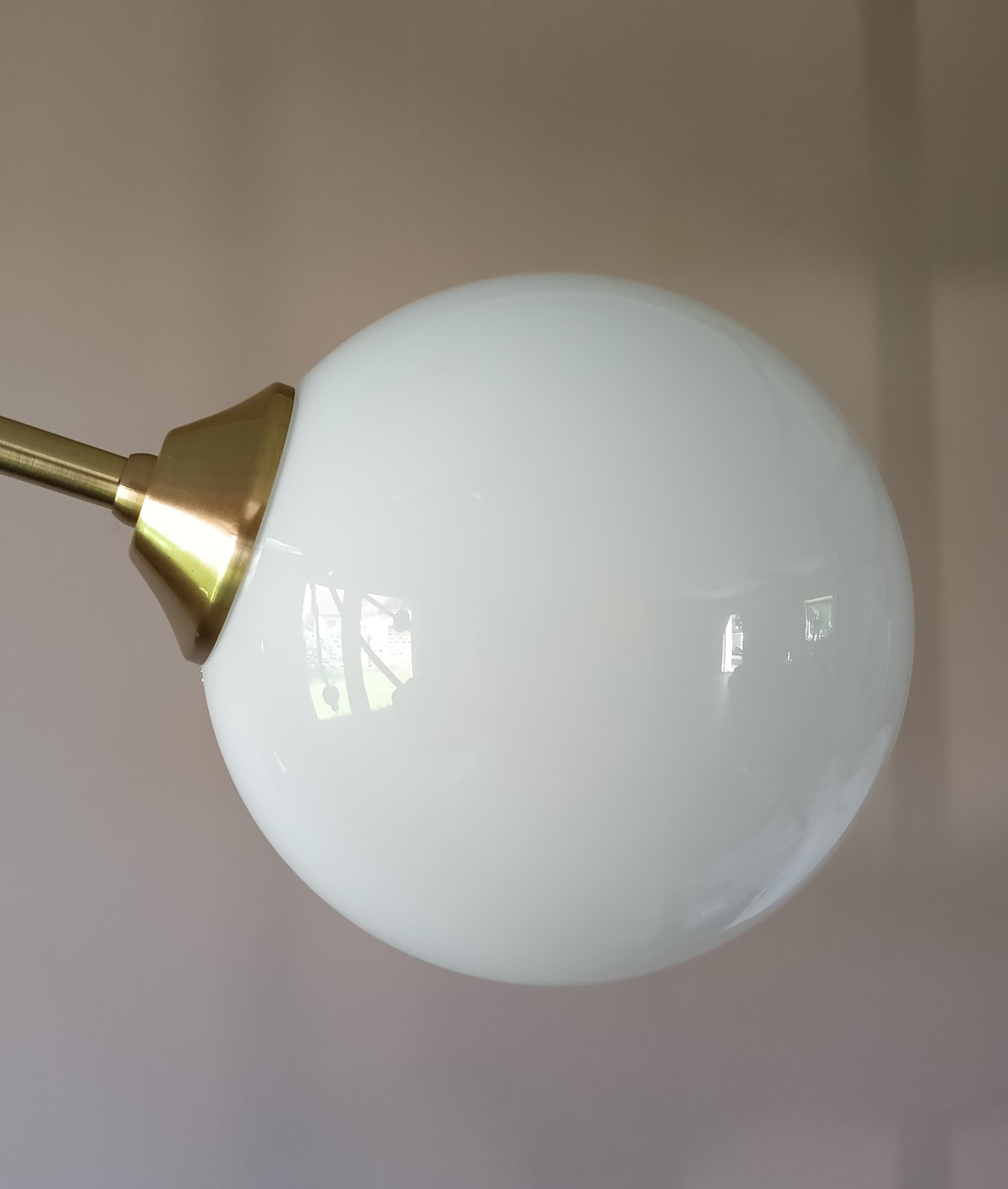 Chandelier Sputnik, gold brass, white glass, Germany, 1970s. - 333678