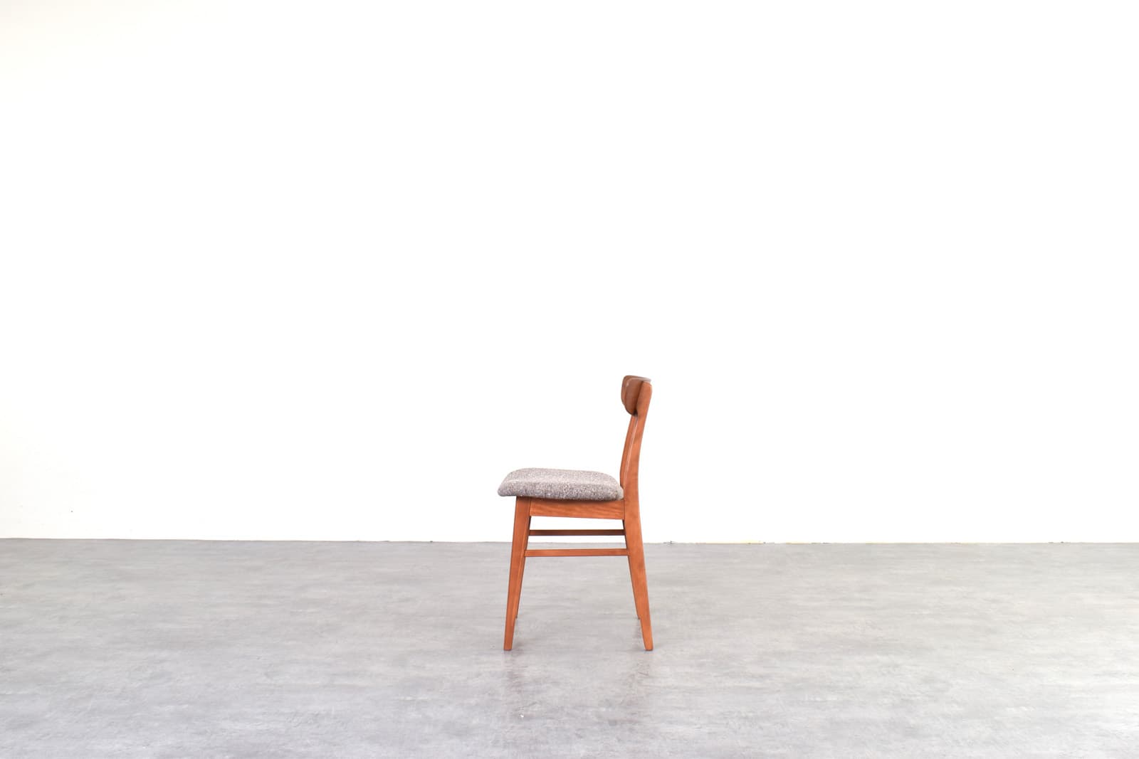 Set of four chairs, brown teak, brown beech, grey wool, Farstrup, Denmark, 1960s. - 333686