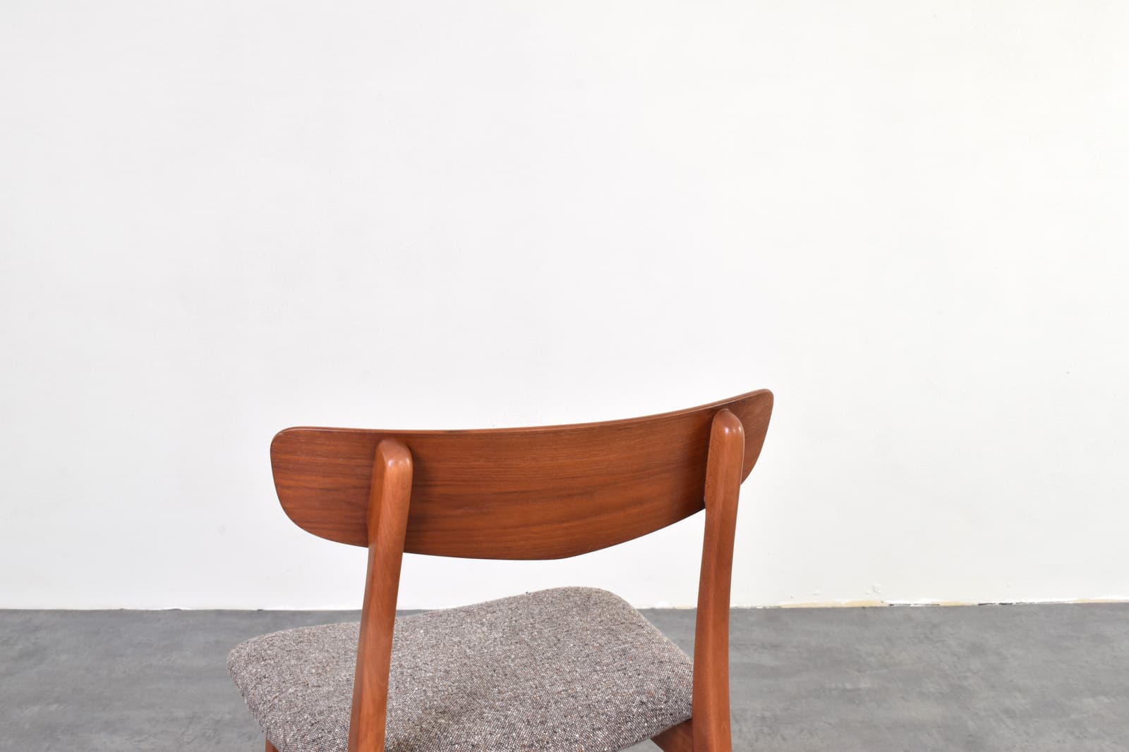 Set of four chairs, brown teak, brown beech, grey wool, Farstrup, Denmark, 1960s. - 333692