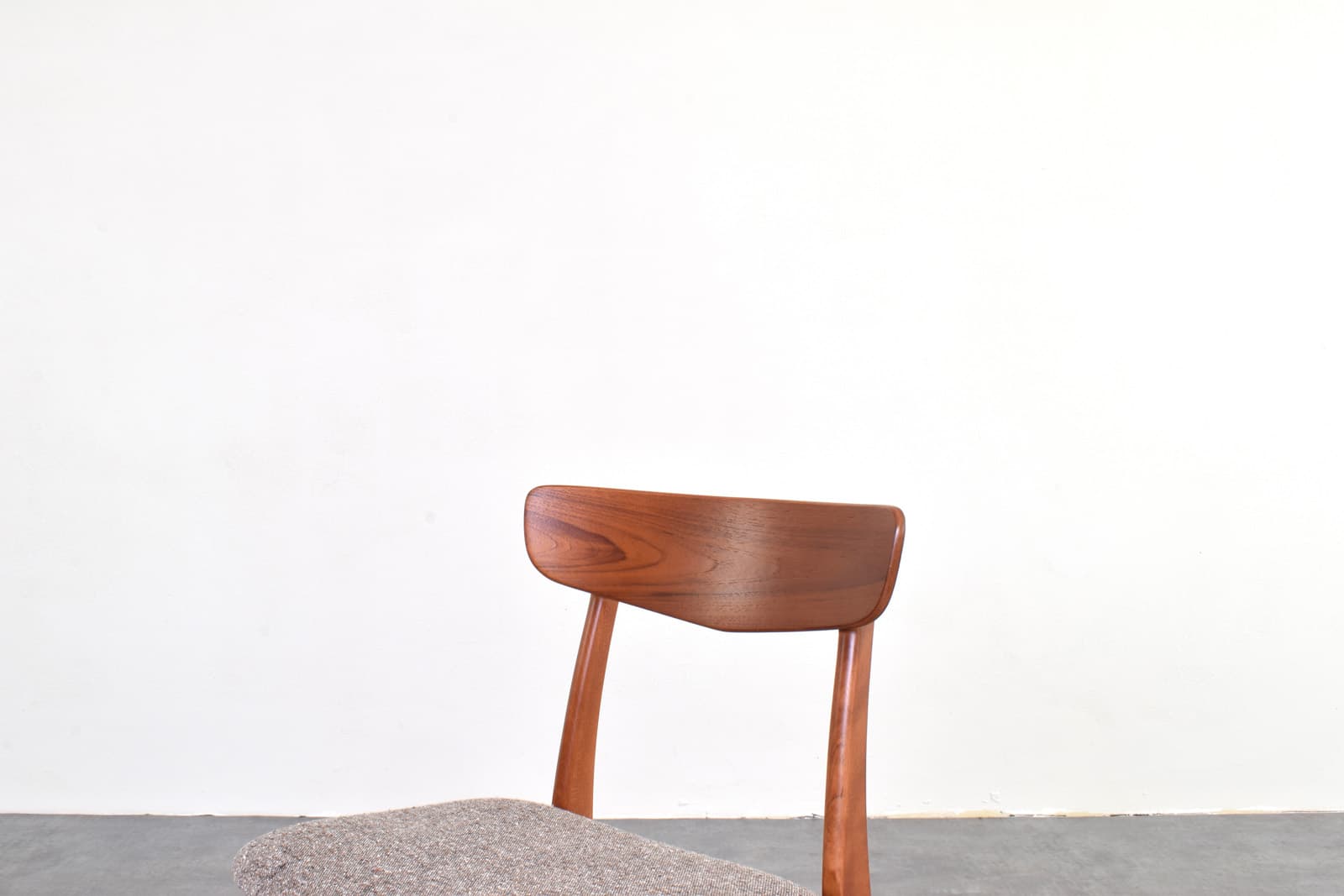 Set of four chairs, brown teak, brown beech, grey wool, Farstrup, Denmark, 1960s. - 333689