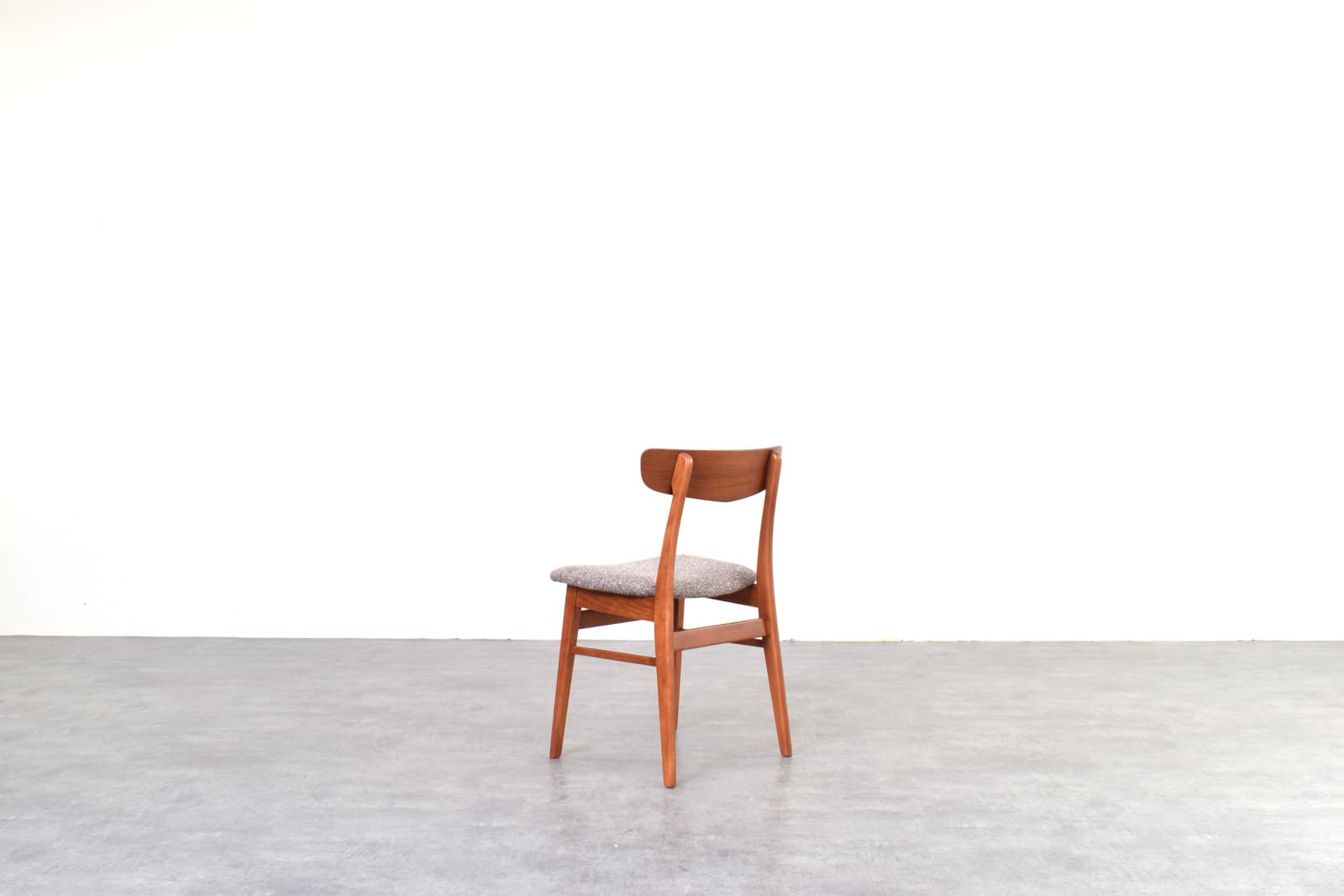 Set of four chairs, brown teak, brown beech, grey wool, Farstrup, Denmark, 1960s. - 333688