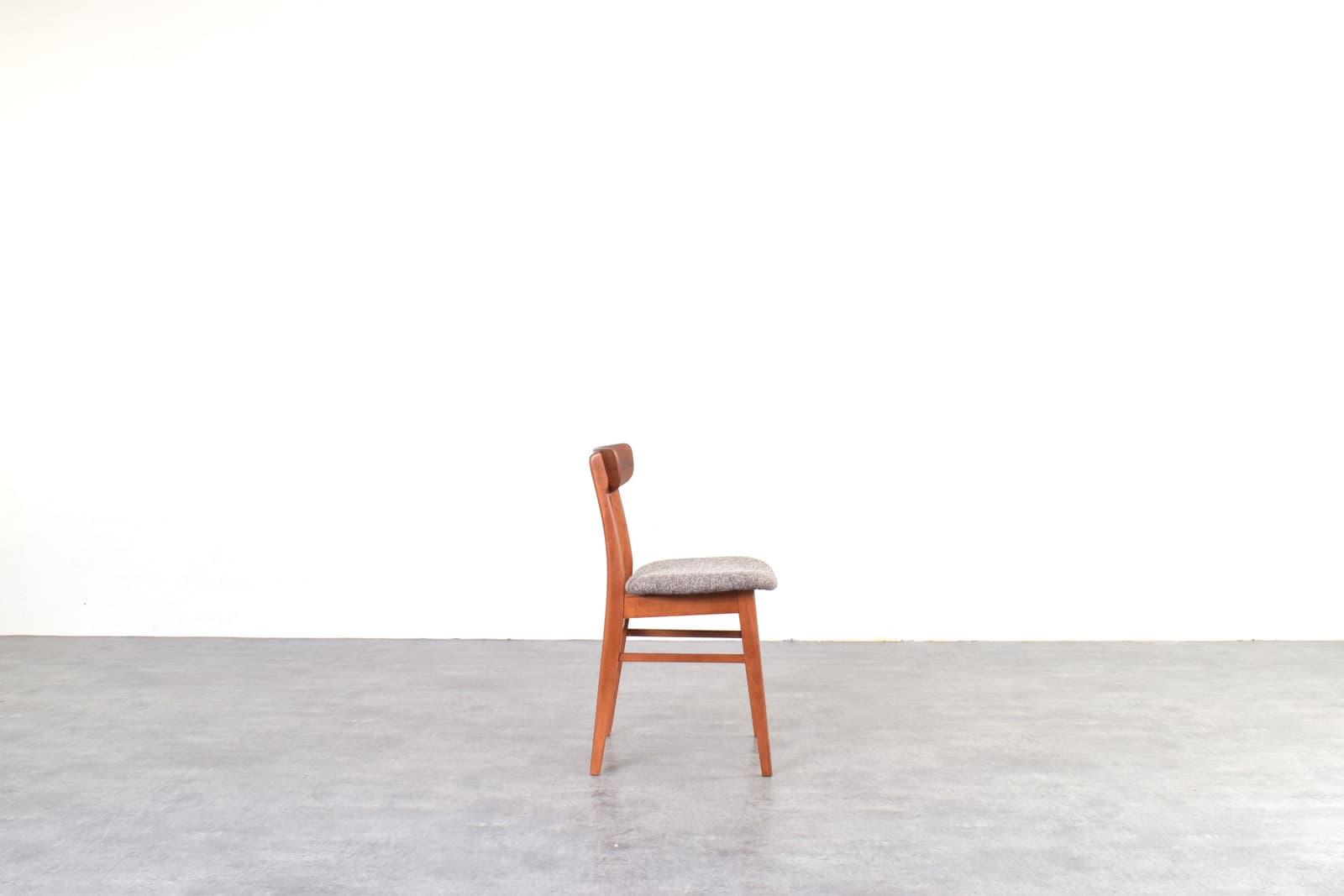 Set of four chairs, brown teak, brown beech, grey wool, Farstrup, Denmark, 1960s. - 333685