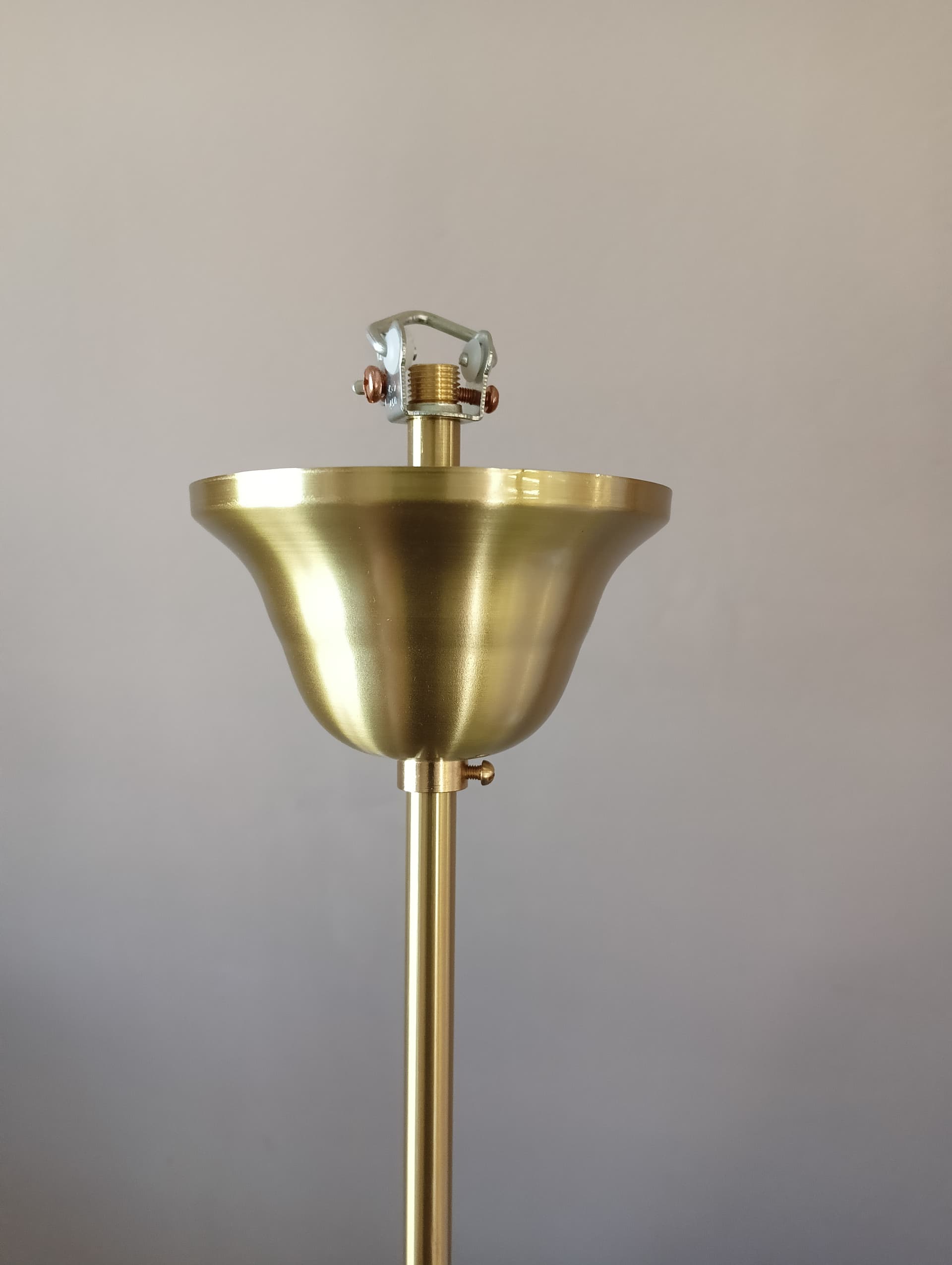 Chandelier Sputnik, gold brass, white glass, Germany, 1970s. - 333707