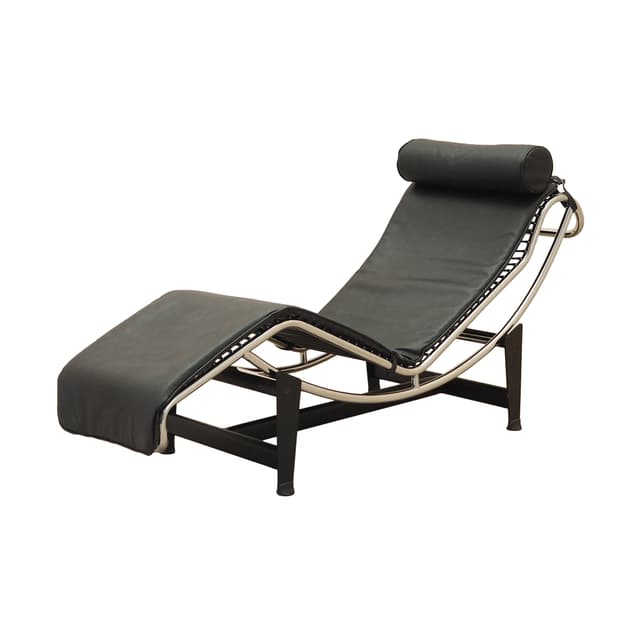 Chaise longue LC4, black leather, chrome metal, Italy, 1980s. - DIMENSION