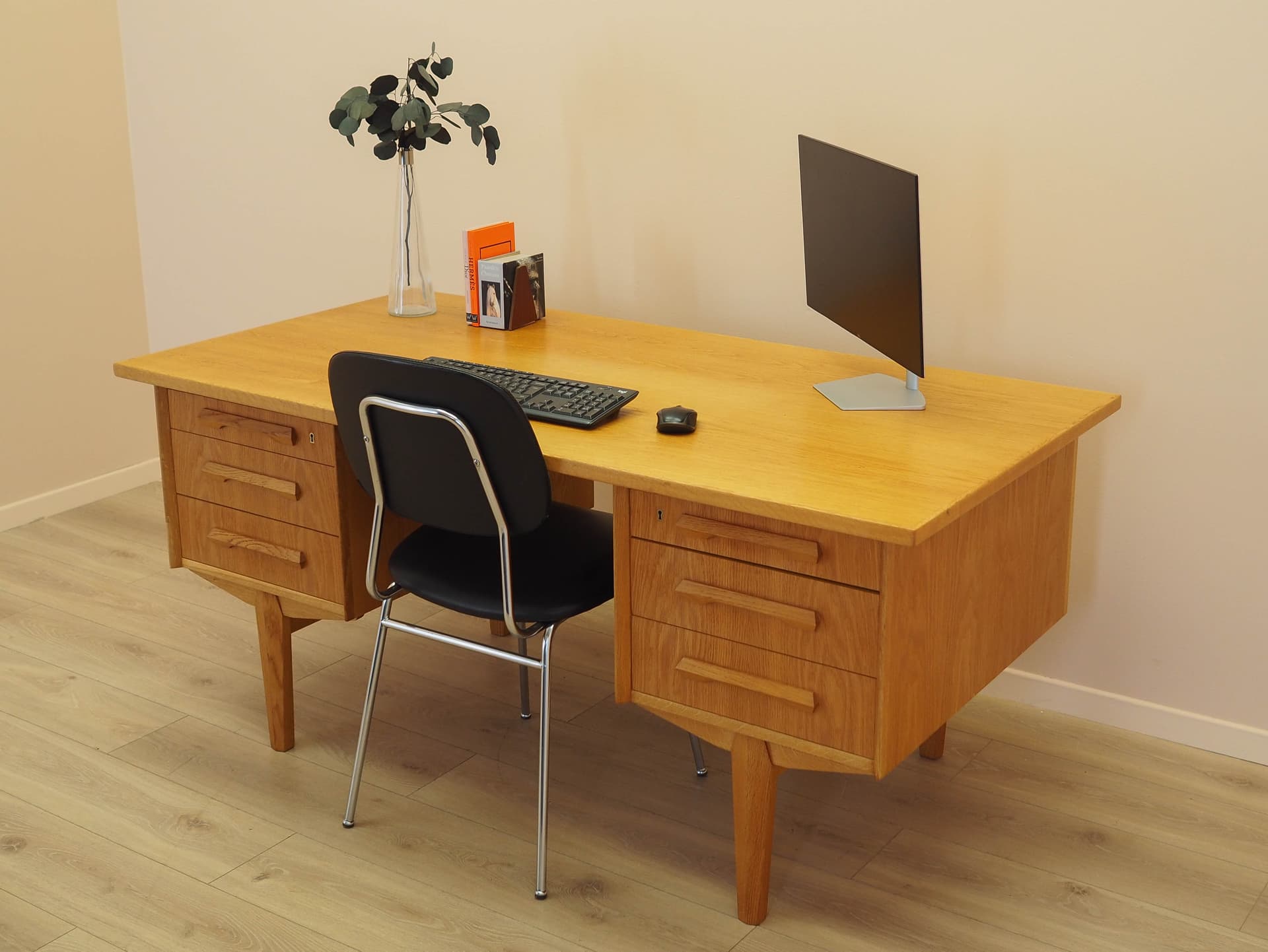 Desk, brown oak, by H. Kjærnulf, Denmark, 1960s. - 333781
