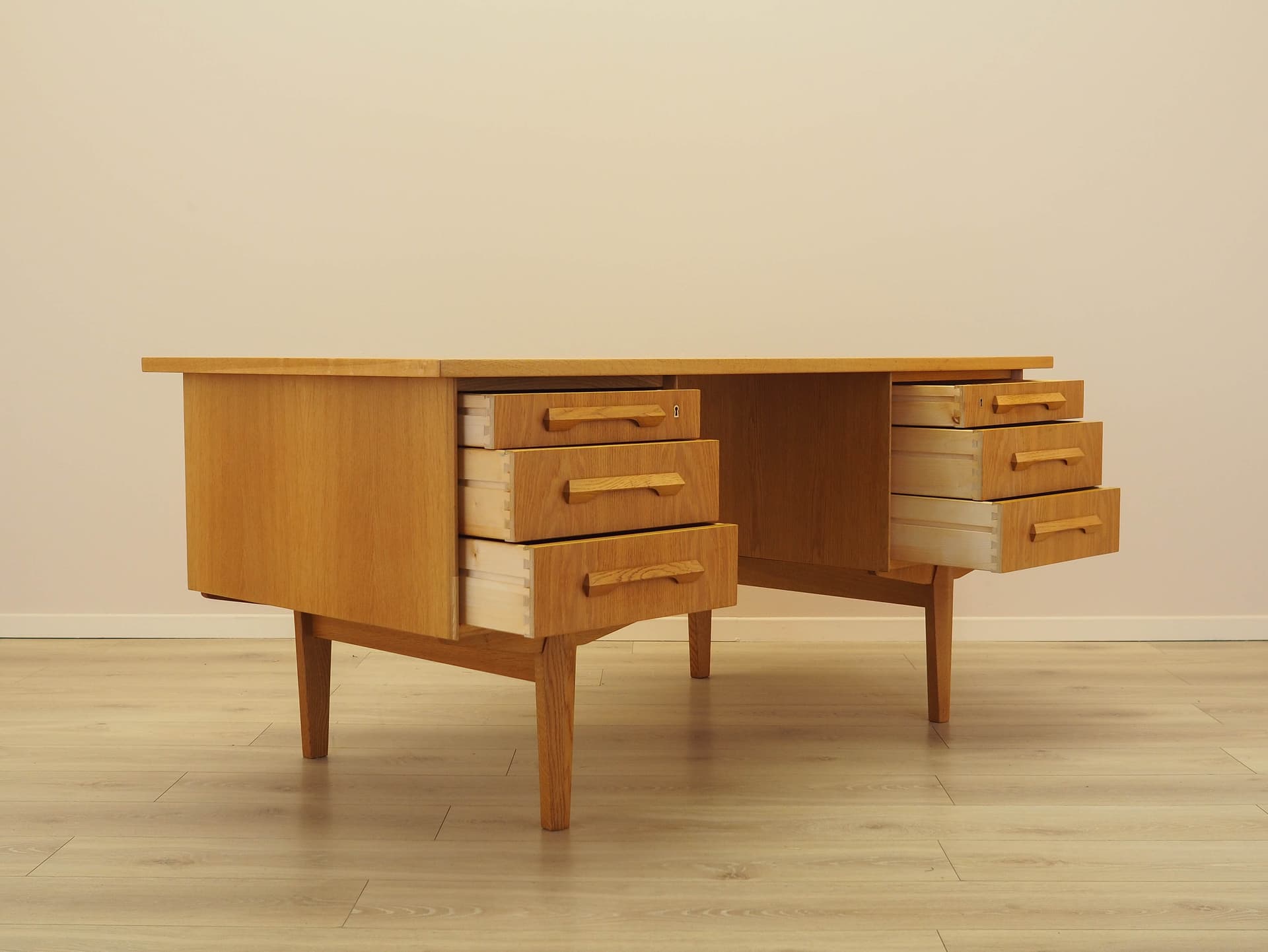 Desk, brown oak, by H. Kjærnulf, Denmark, 1960s. - 333783