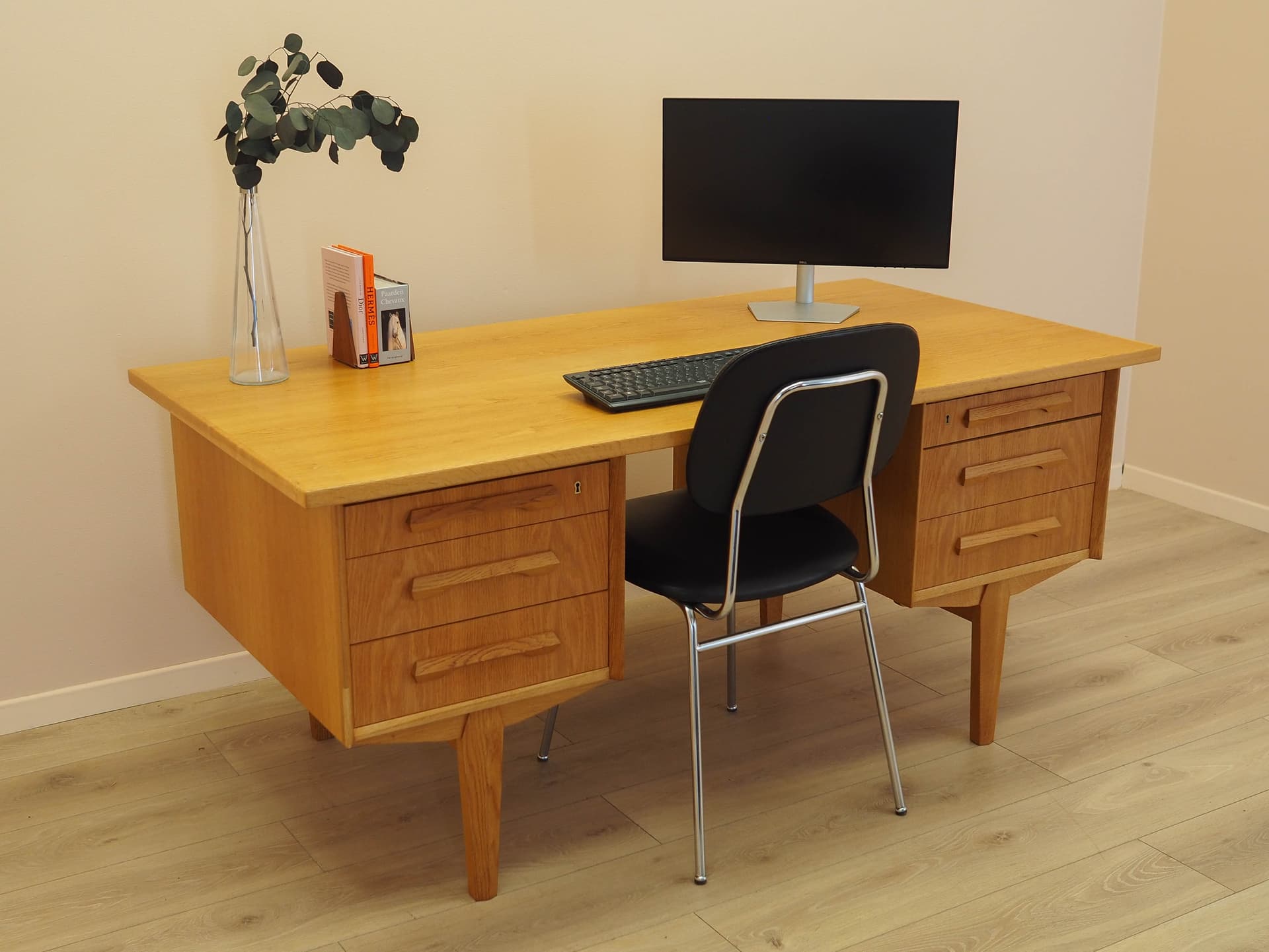 Desk, brown oak, by H. Kjærnulf, Denmark, 1960s. - 333780