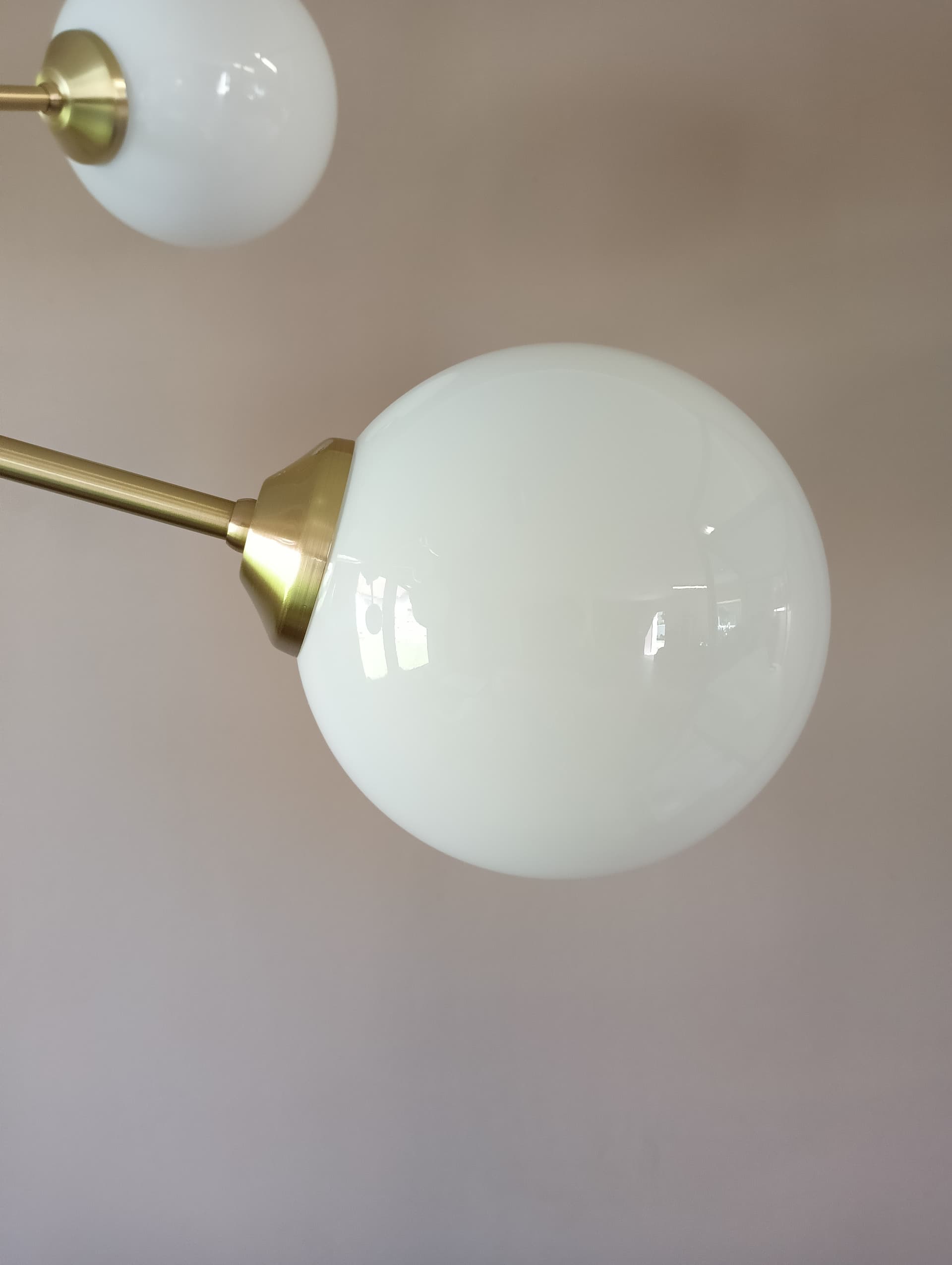 Chandelier Sputnik, gold brass white glass, Germany, 1970s - 333862