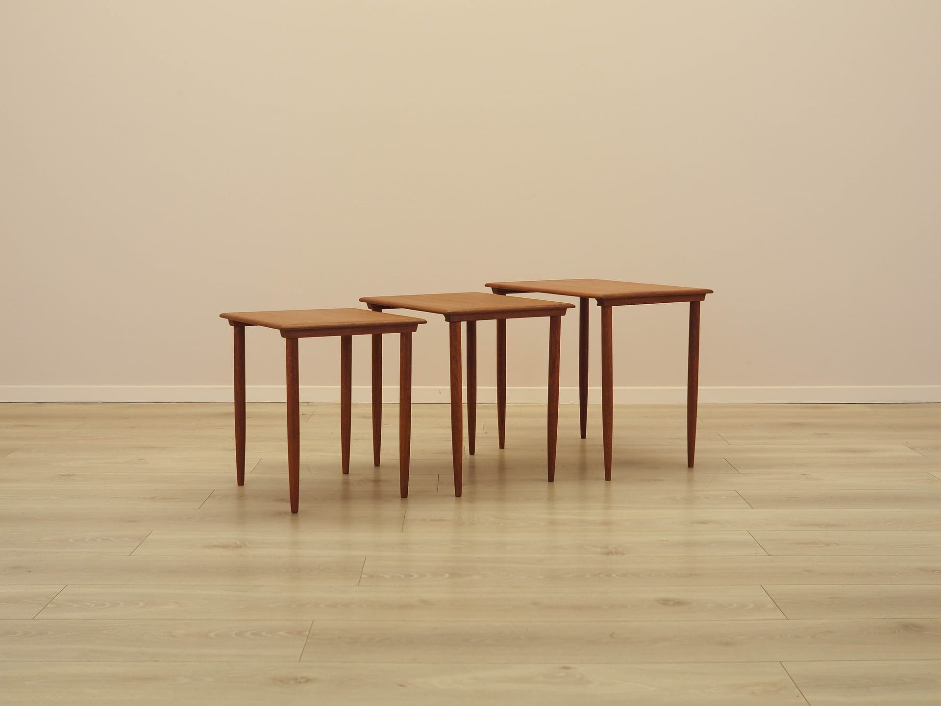 Set of three side tables, brown teak, Denmark, 1970s. - 333905