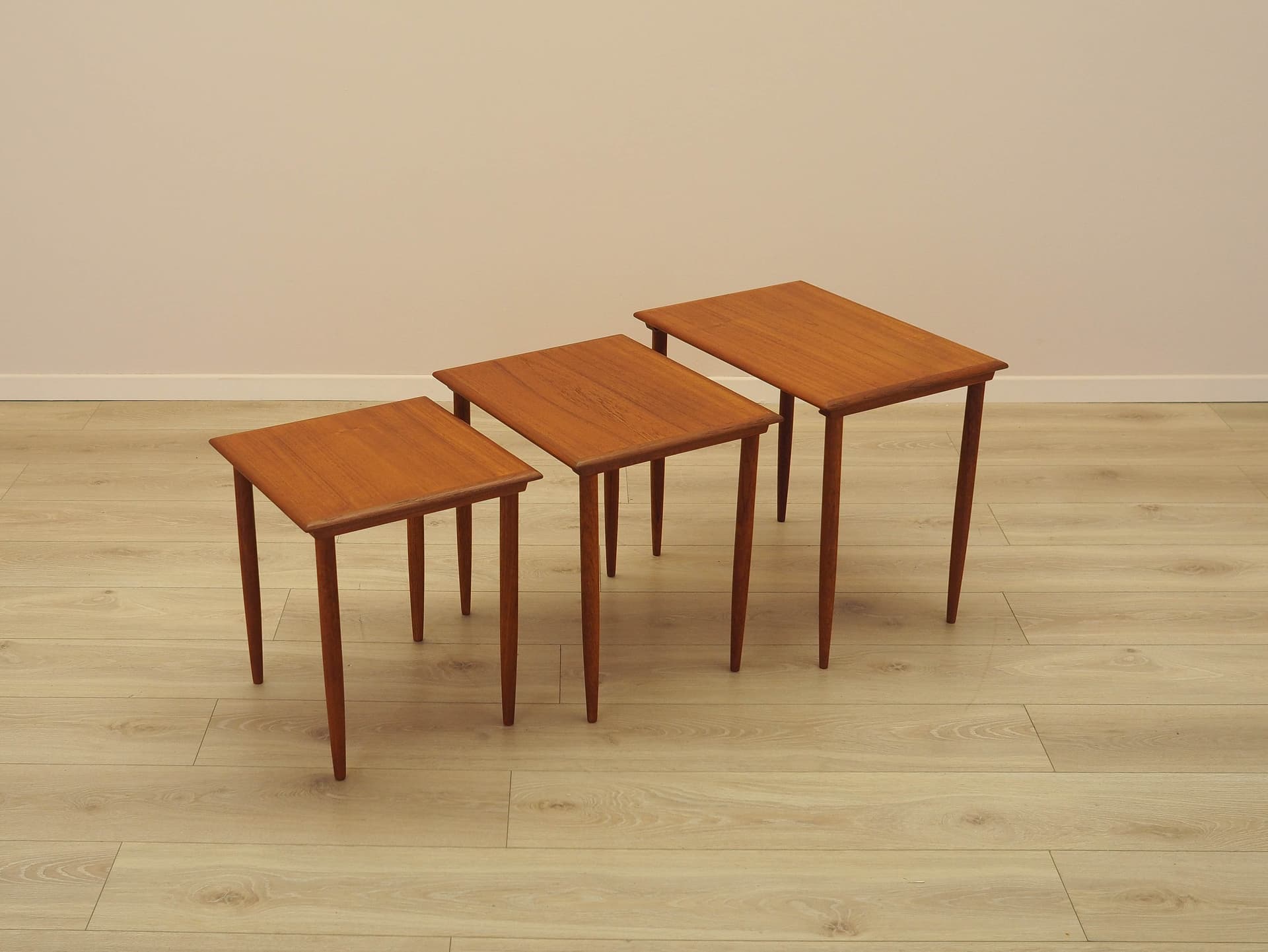 Set of three side tables, brown teak, Denmark, 1970s. - 333906