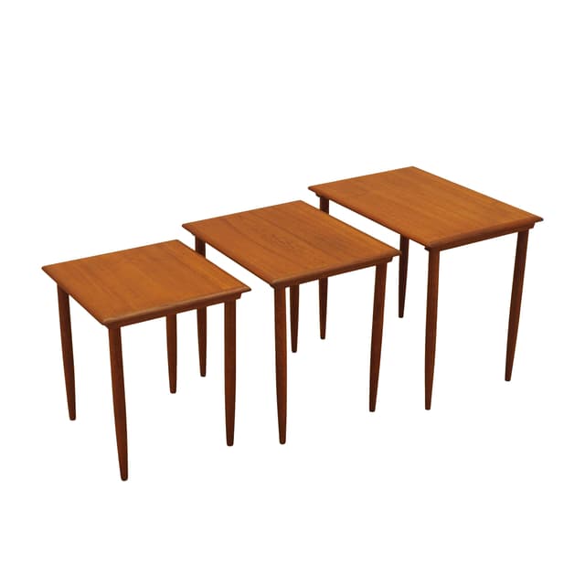 Set of three side tables, brown teak, Denmark, 1970s. - DIMENSION
