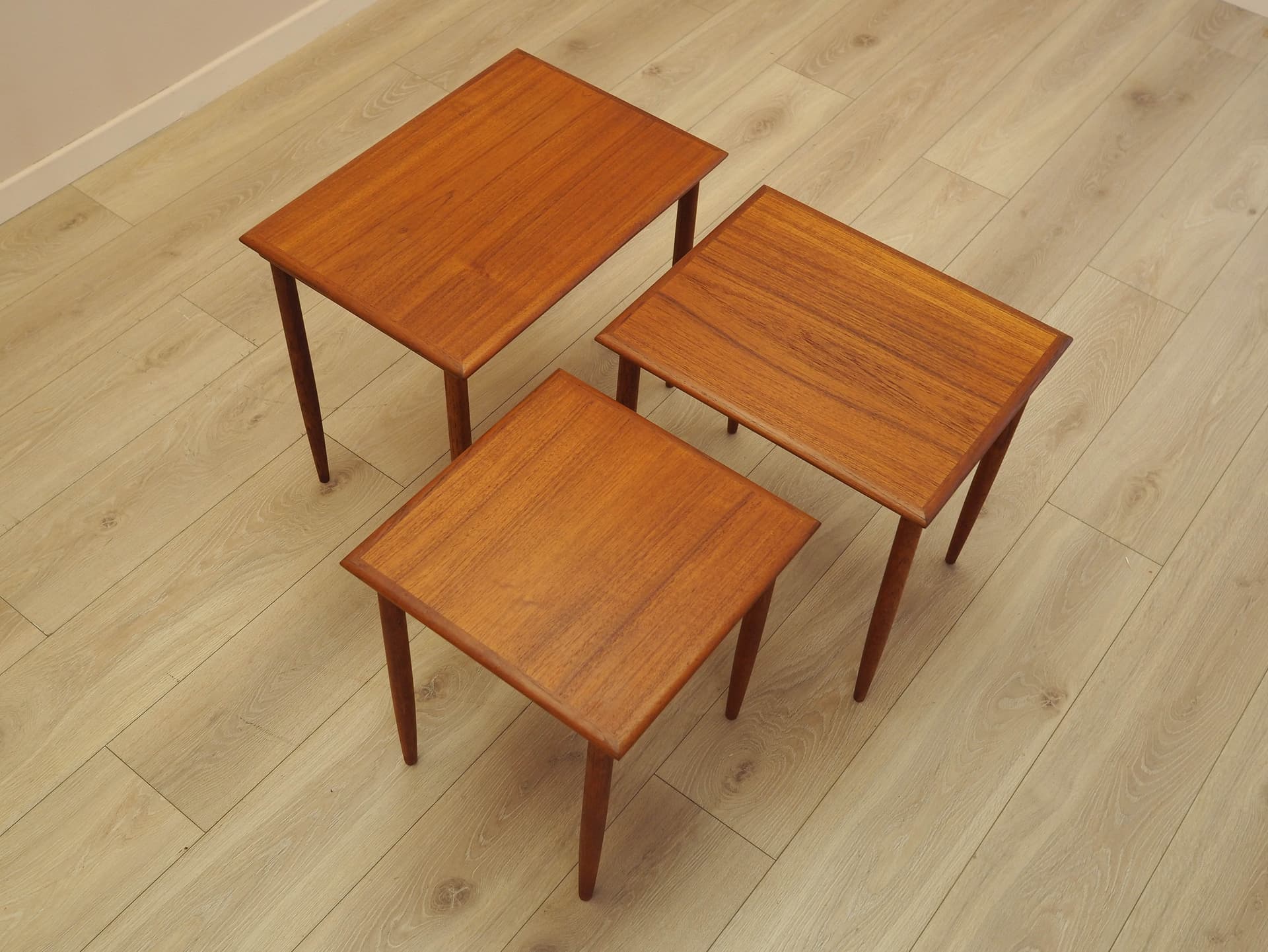 Set of three side tables, brown teak, Denmark, 1970s. - 333911