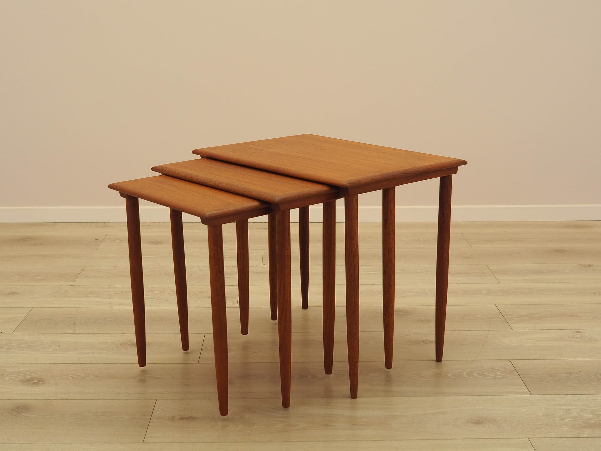 Set of three side tables, brown teak, Denmark, 1970s. - 333916