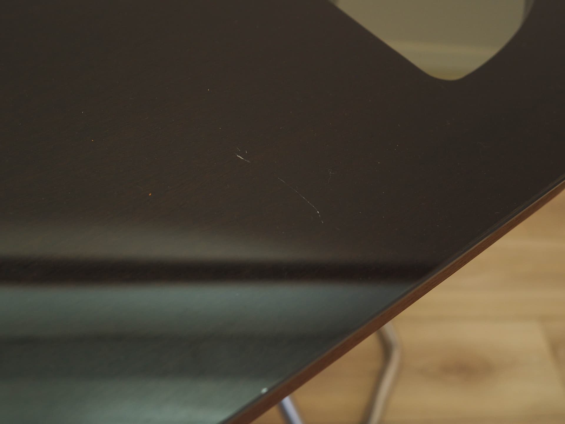 Desk, brown mahogany, chrome metal, glass, Italy, 1980s. - 333943