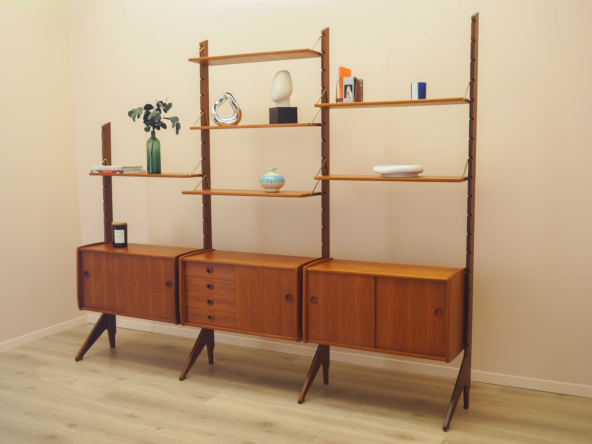 Regał systemowy, teak brązowy, proj. J. Texmon & E. Blindheim, Blindheim Mobelfabrikk, Norwegia, lata 60. - 333973