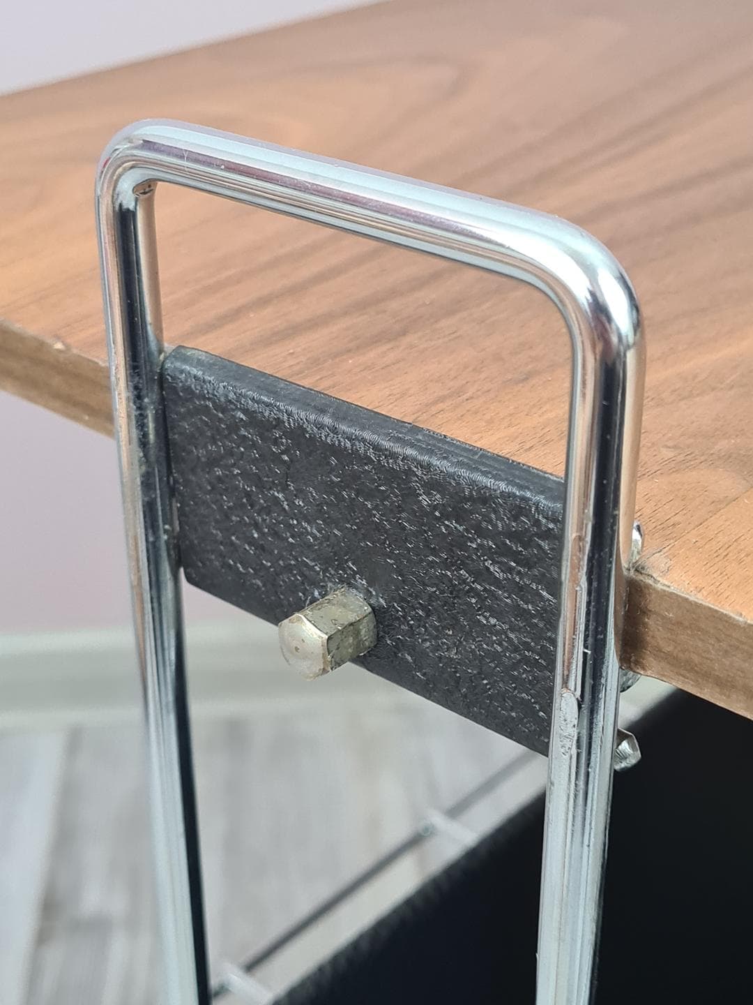 Side Table, brown veneer, silver chrome steel, Germany, 1970s - 333999